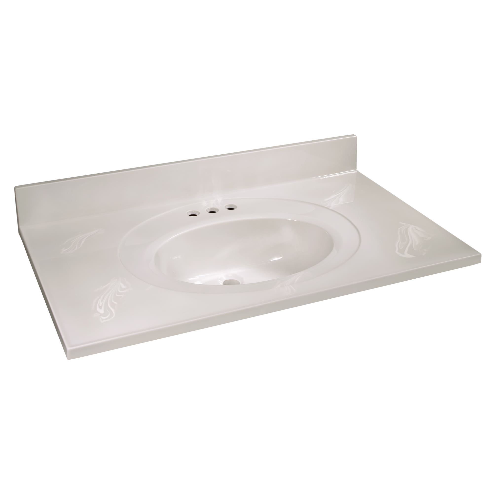 Design House 552315 White on White Cultured Marble Top 36-in x 22-in Ivory Swirl Cultured Marble Single Sink 4-in Centerset Faucet Mount Bathroom Vanity Top