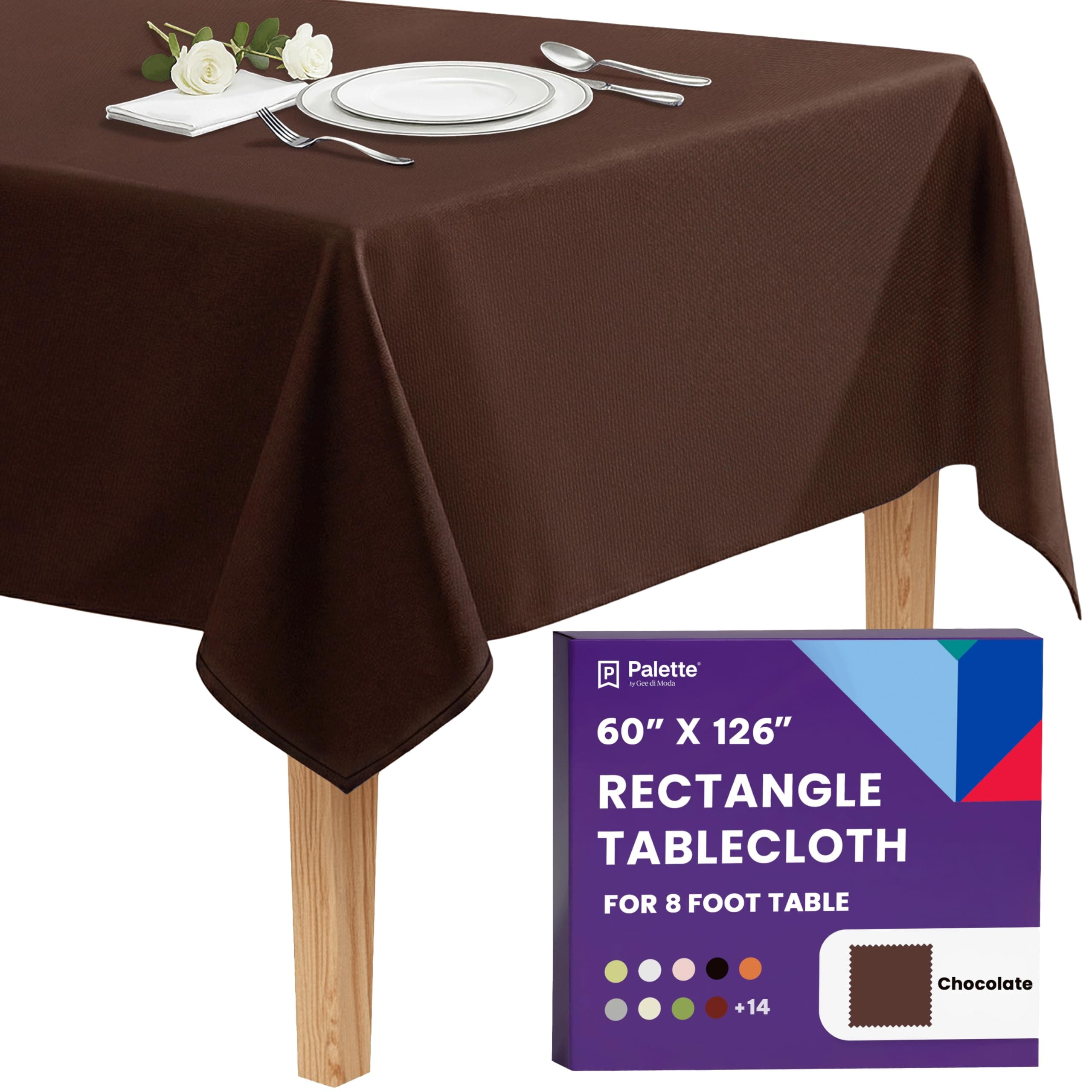 Gee Di Moda  Rectangle Tablecloth - 60 x 126 Inch Chocolate Rectangle Table Cloth - Heavy Duty Washable Fabric - for Buffet Table Holiday Party Dinner Wedding and Baby Shower
