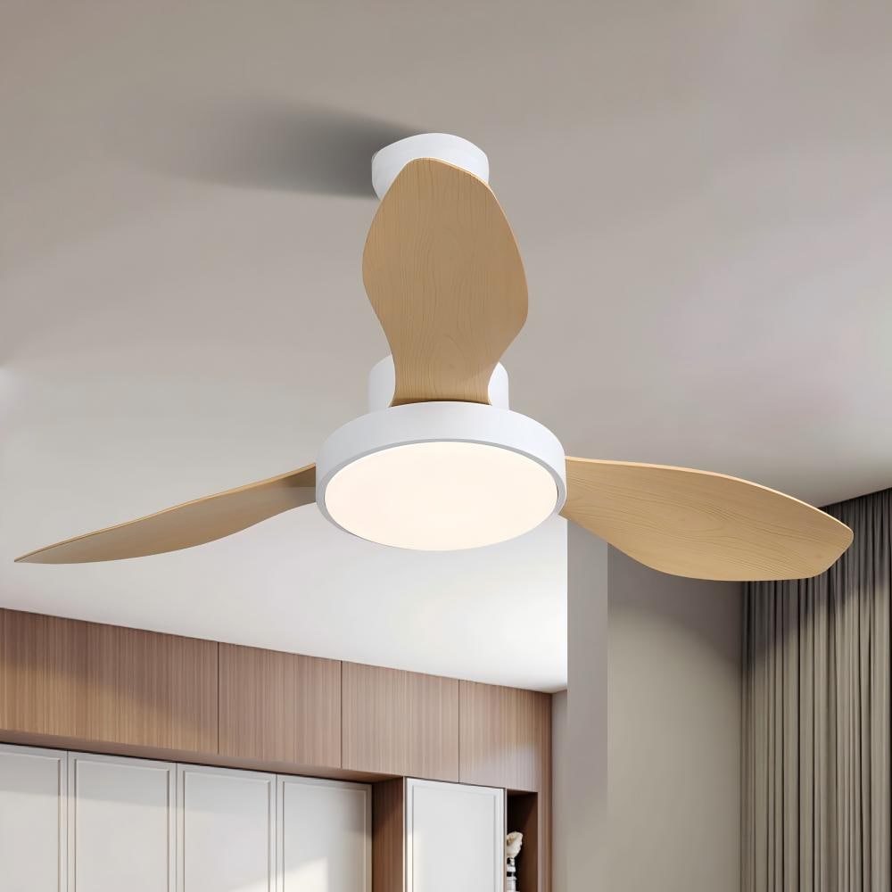 Sunrinx MG12-CF-12 47-in Color-Changing Integrated LED Outdoor White with Light Brown Blades Ceiling Fan With Light - Remote Included ( 3 -Blade )