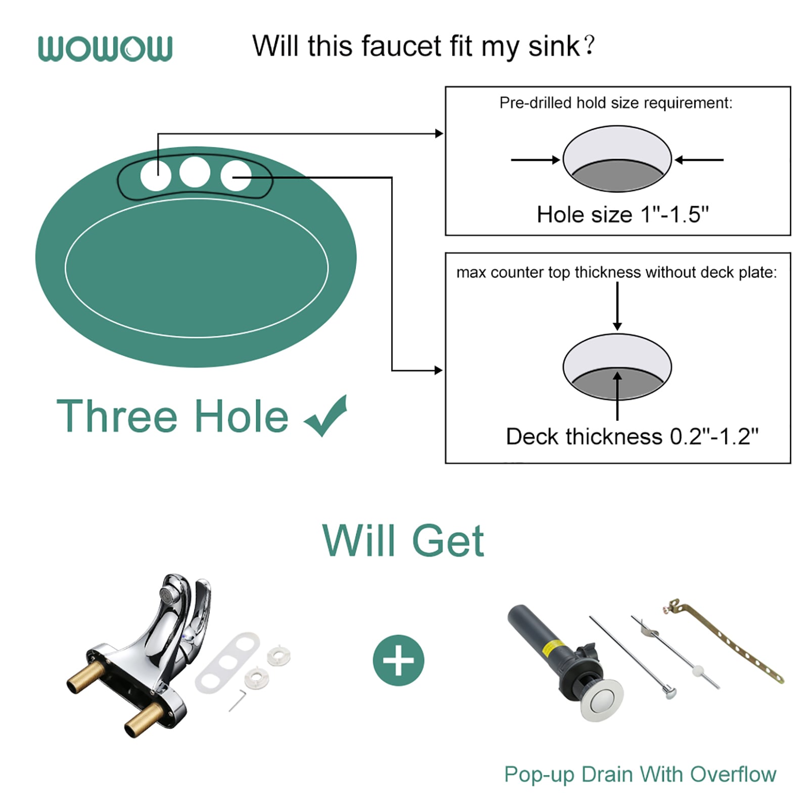 WOWOW 2320700C-LW Lavatory-Faucets - View #3
