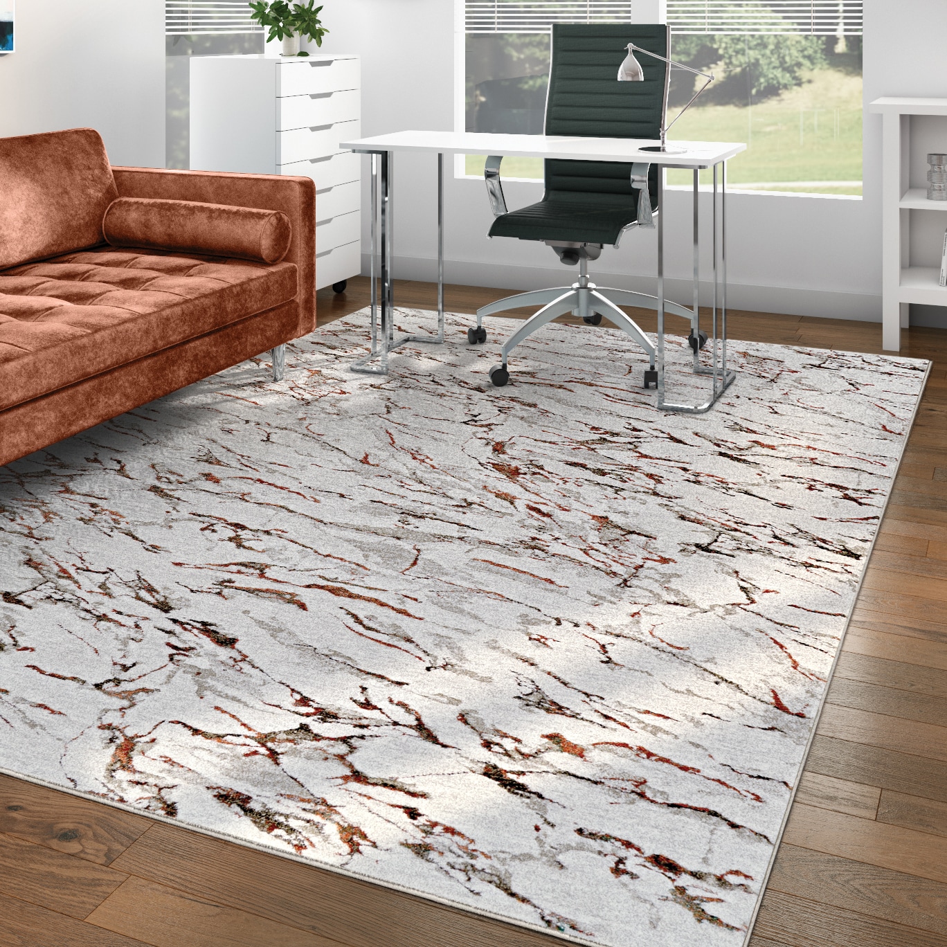Couristan Sonnet 3 x 8 (ft) Loomed Grey-Chocolate Rectangular Indoor ...