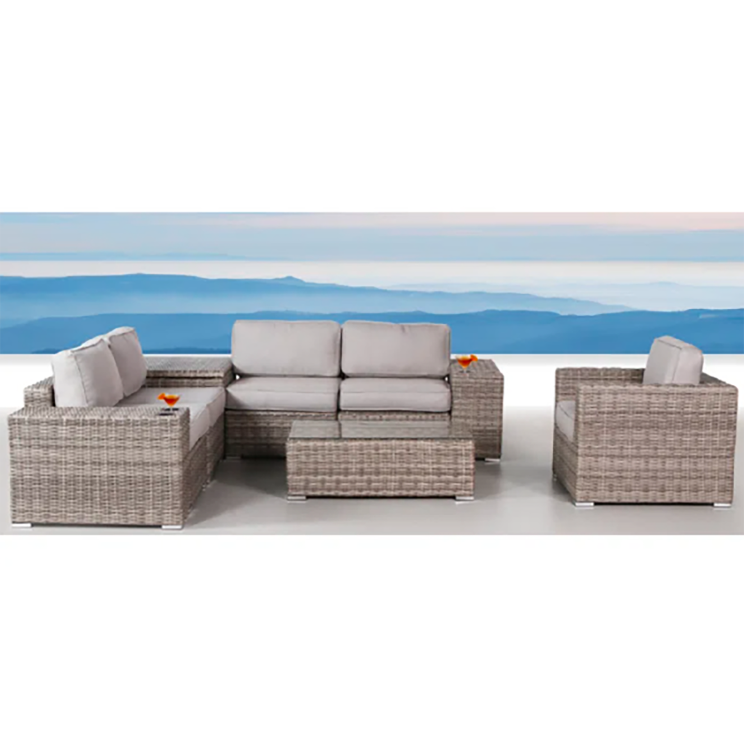 Living Source International CM-1101 patio Square Wicker Outdoor Balcony Table 33-in W x 33-in L