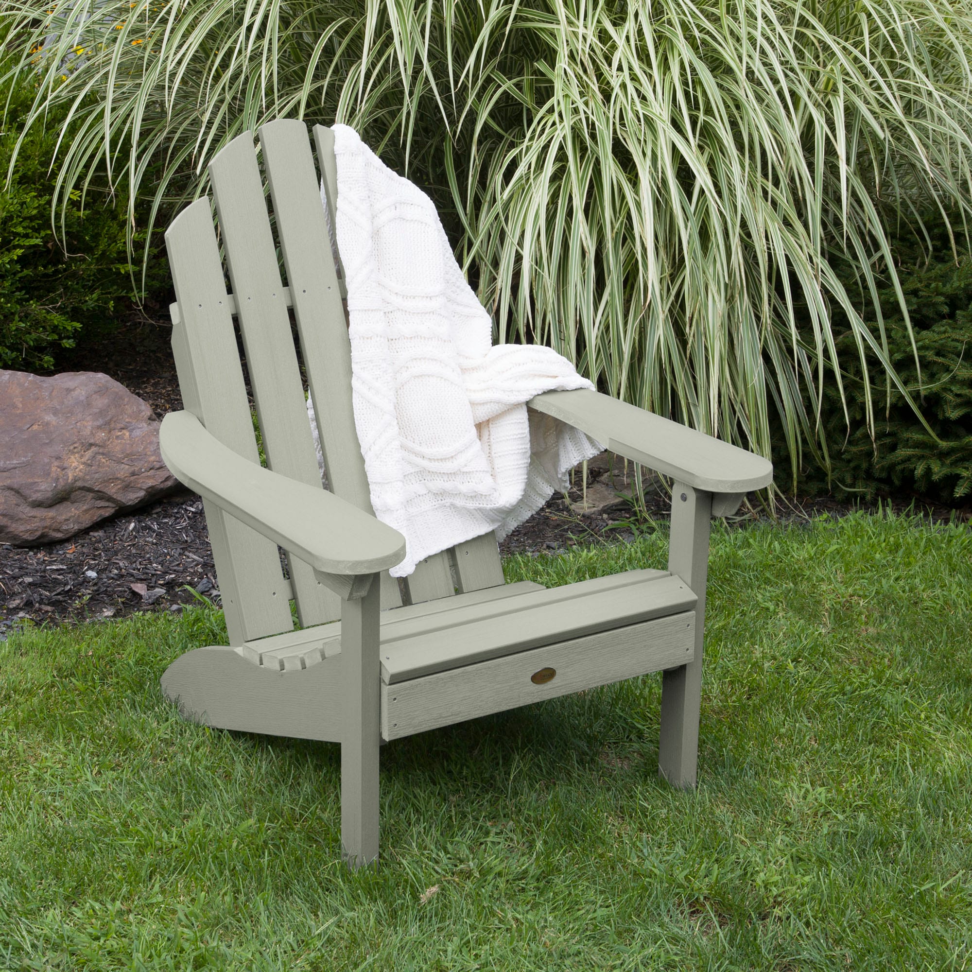 highwood AD-CLAS1-EUC Classic Westport Eucalyptus Poly-lumber Frame Stationary Adirondack Chair with Slat Seat
