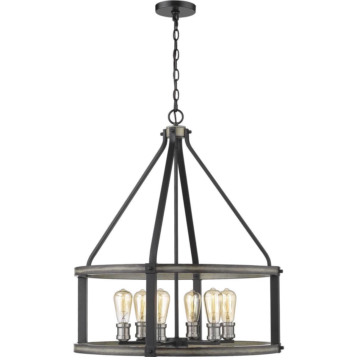 Z-Lite - Kirkland 6 -Light Ashen Barnboard Modern/contemporary Drum Large Hanging Pendant Light