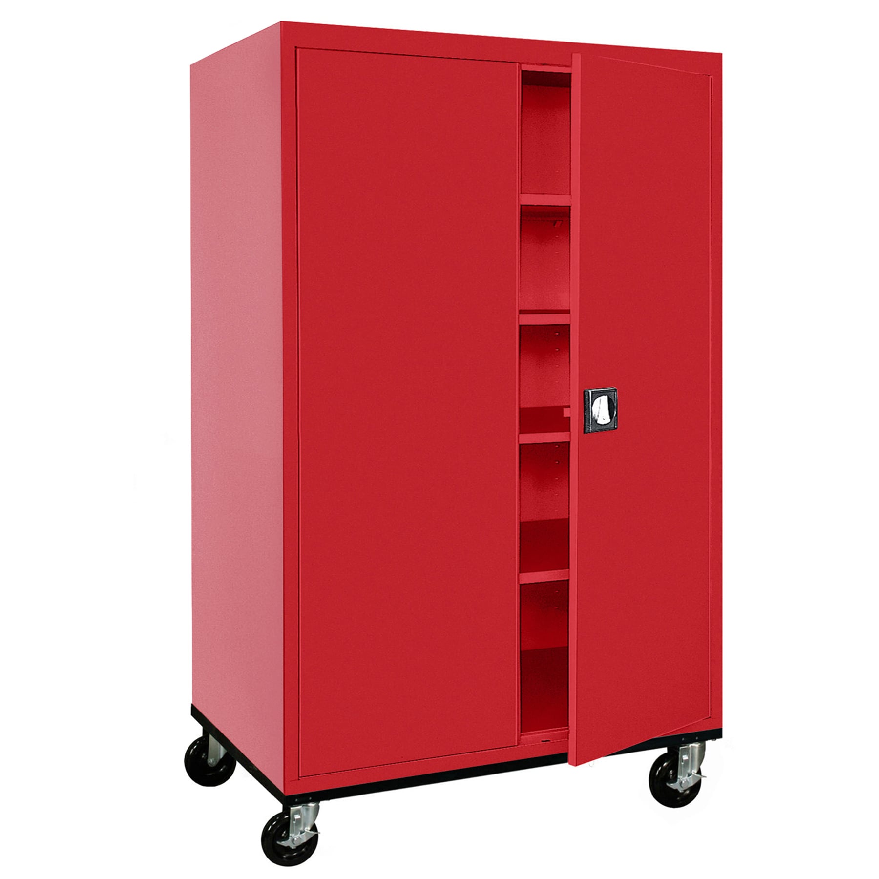 Red Lockable Freestanding Office Cabinet with Adjustable Shelving