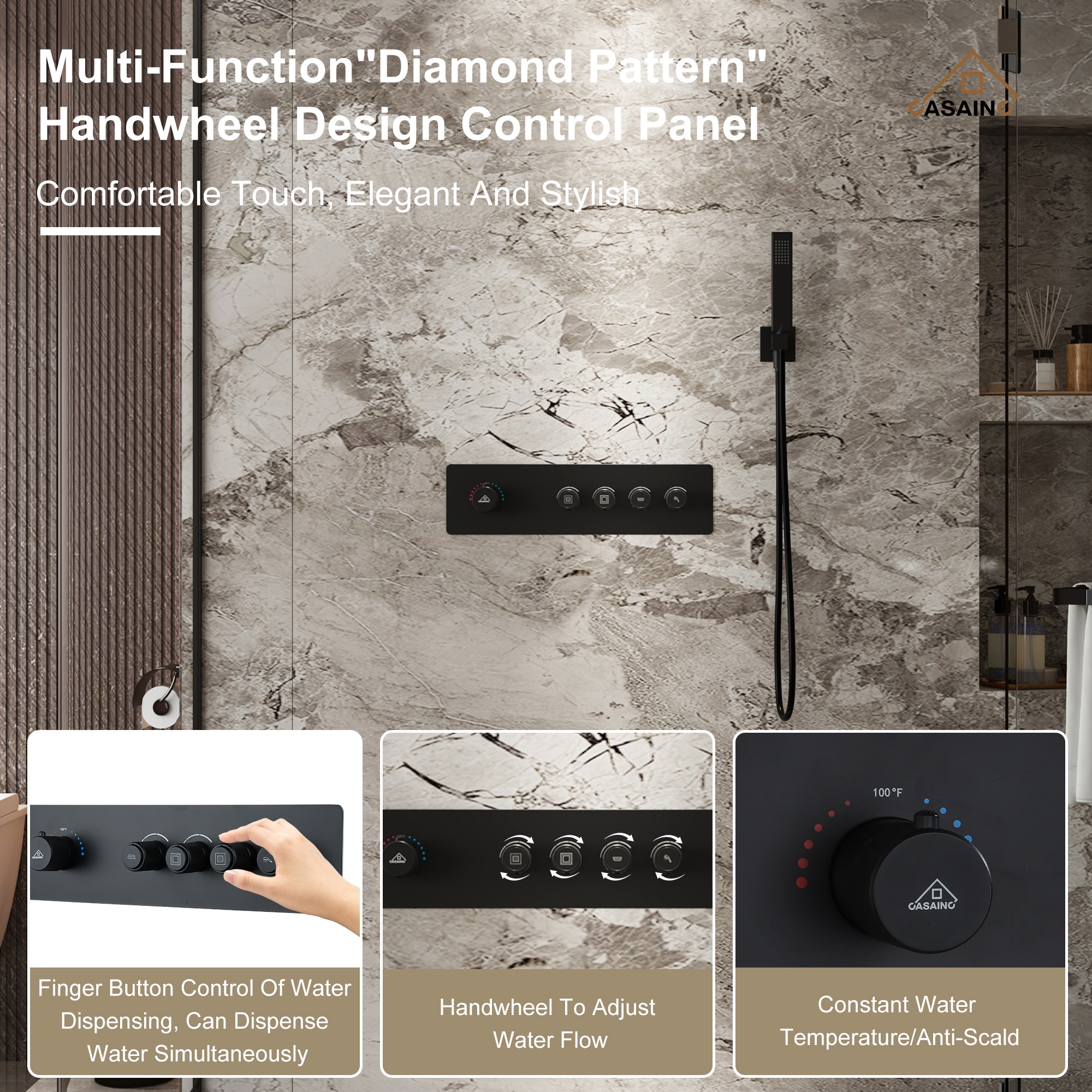 CASAINC KCHS0024-MB Showerhead-Bar-Panels - View #5