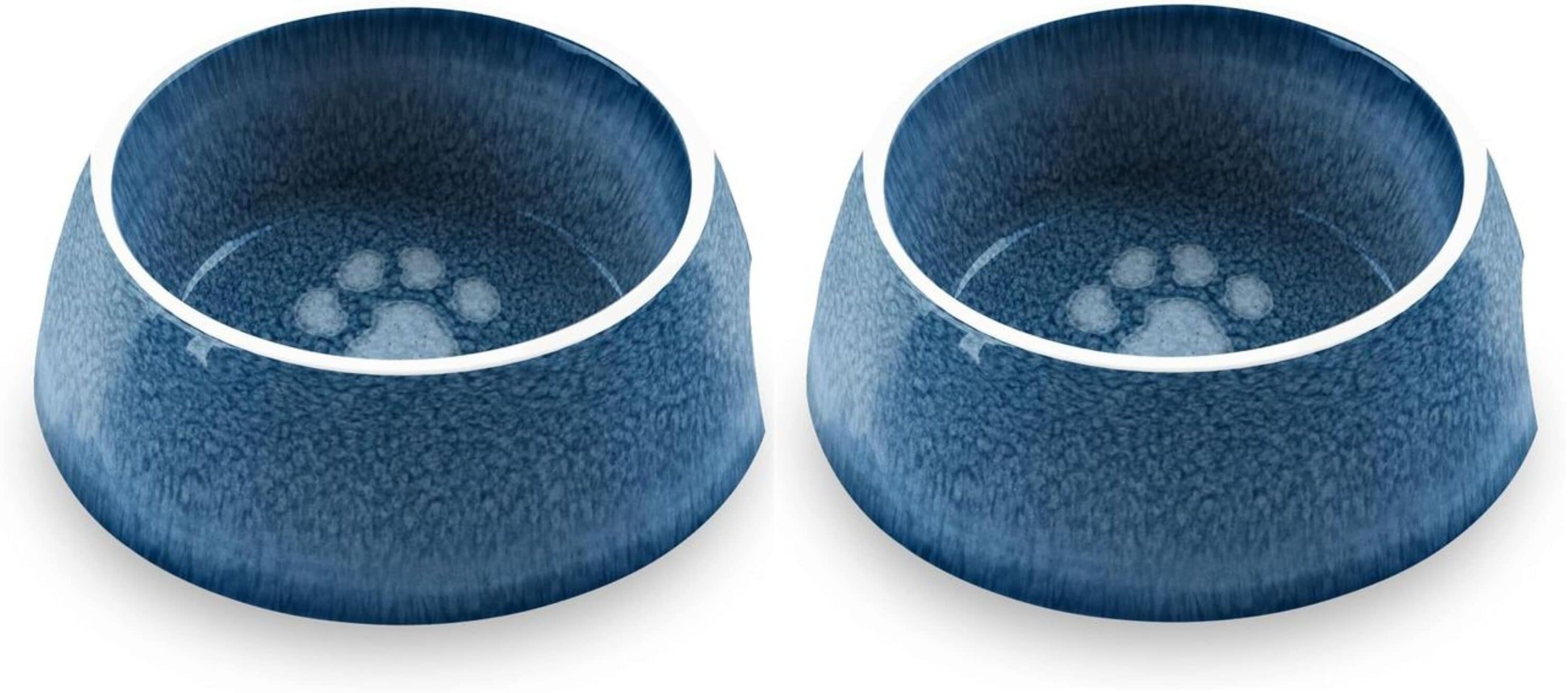 TarHong Indigo Impressions Paw 8-oz Melamine Dog/Cat Bowl set 2 Bowls