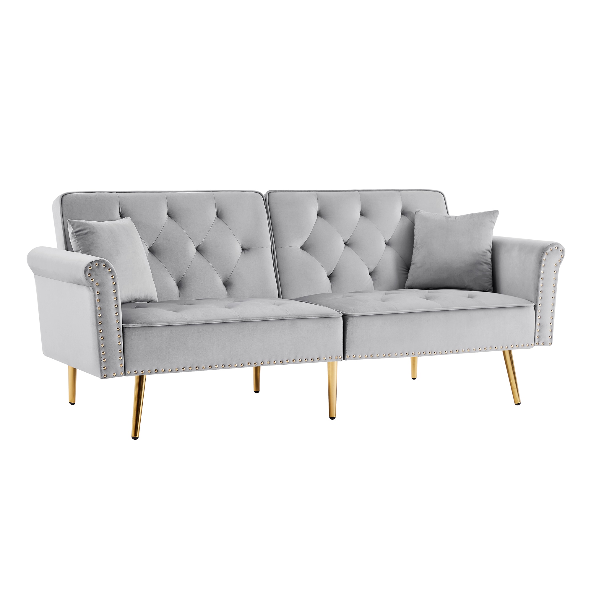 CASAINC Modern stylish upholstered sofa 76.7-in Modern Gray Velvet Sofa ...