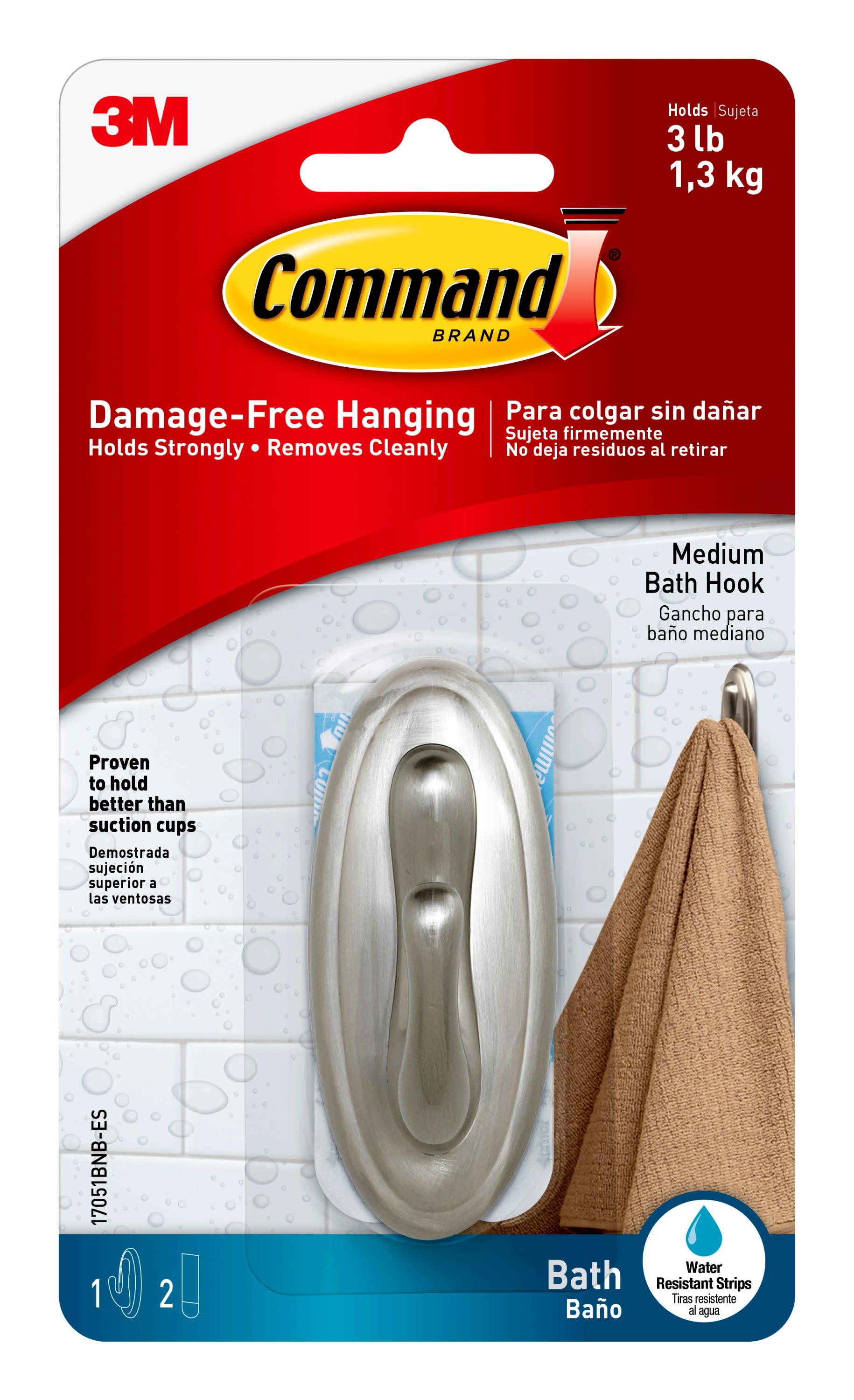 3M Command Bath Corner Caddy Organizer Holds Wet Humid Plastic Frosted,  6-Pack