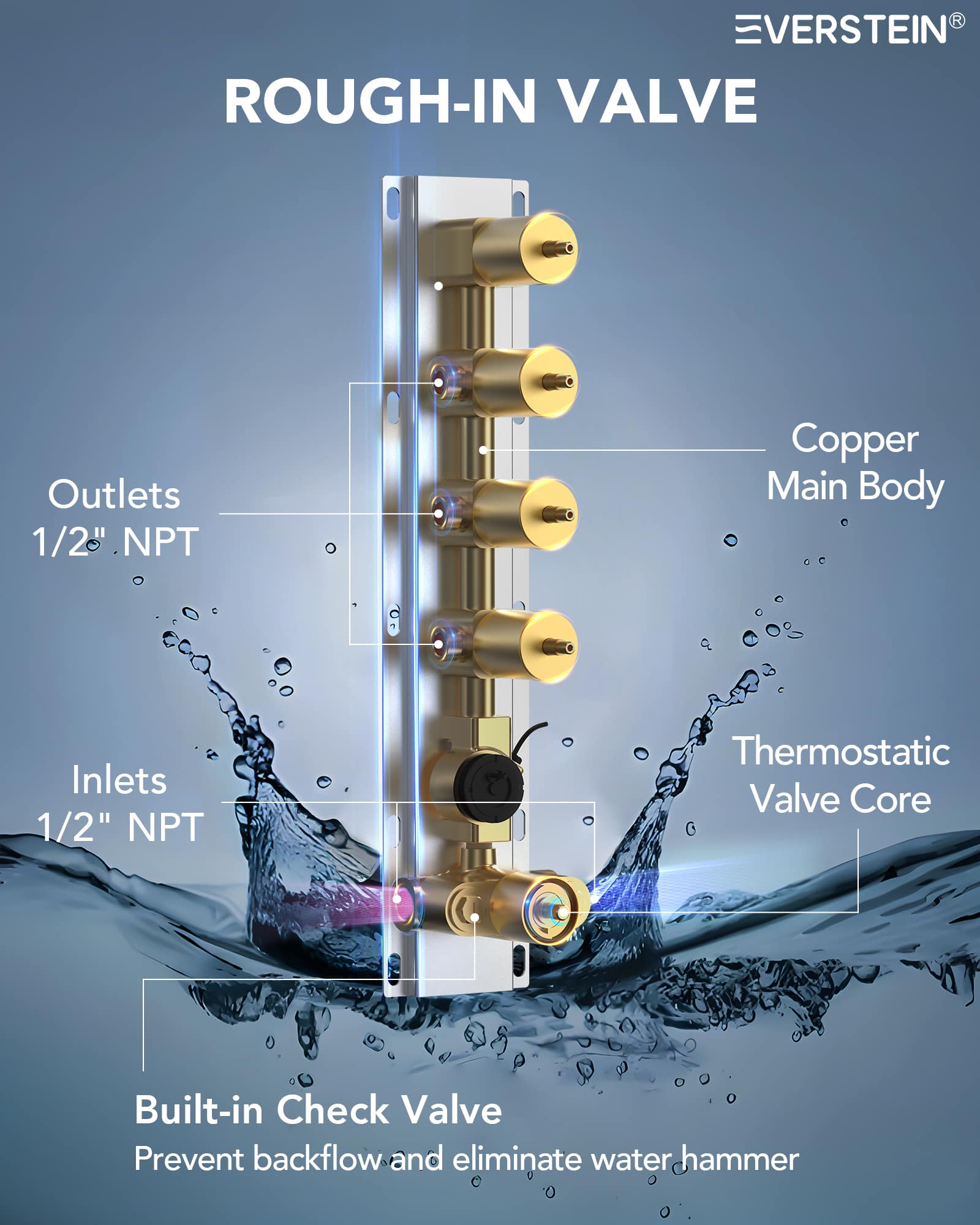 EVERSTEIN SFS-1027-GD16 Tub-Shower-Faucets - View #11