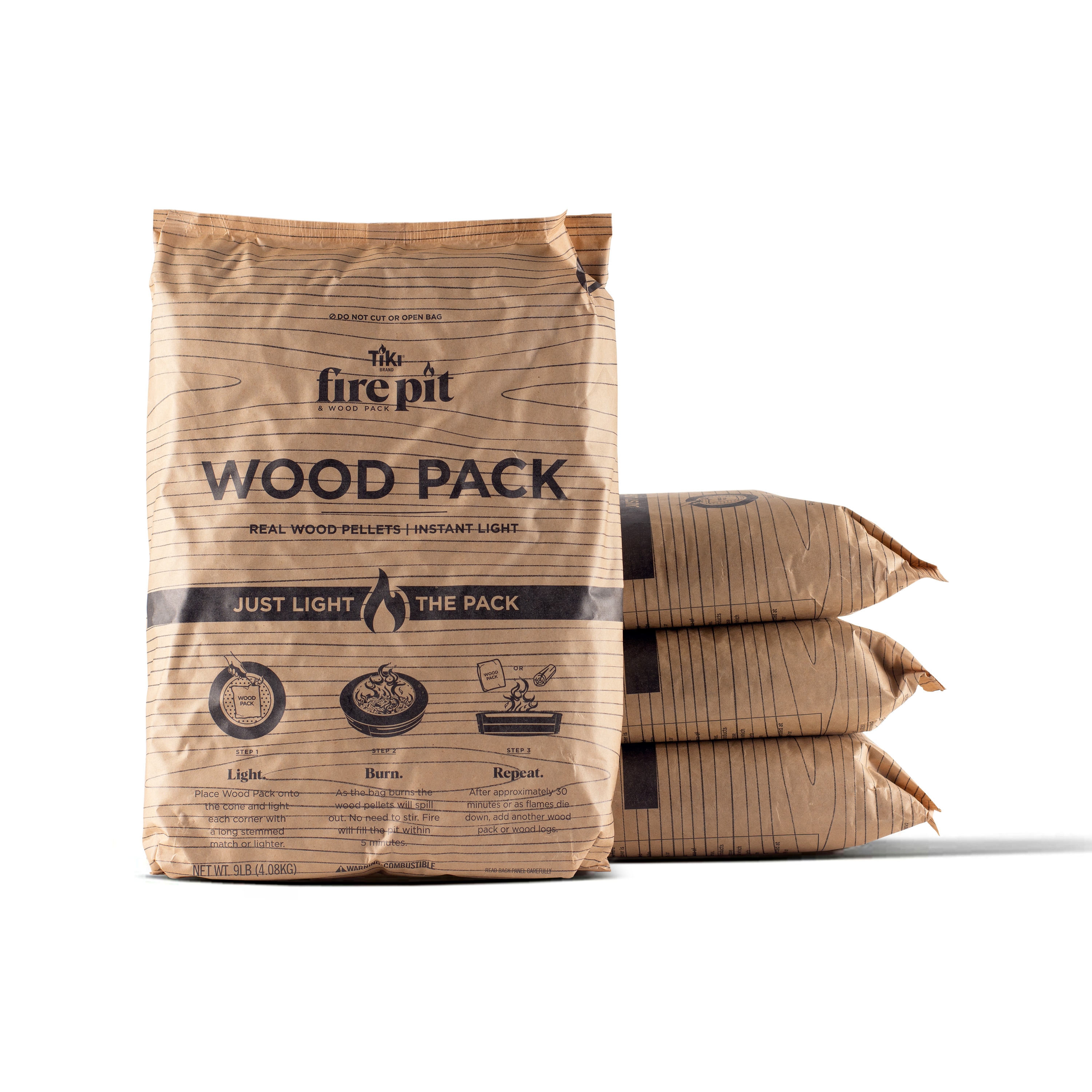 TIKI 121913568 4-Pack 30-Minute Fire Pit Wood Packs 9-lbs. Natural Firestarter 4 -Pack