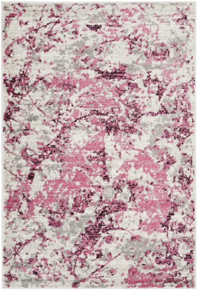 Safavieh SKY186N-3 Skyler Dumage 3 x 5 (ft) Loomed Polypropylene Pink/Ivory Rectangular Indoor Distressed/Overdyed Industrial Throw rug