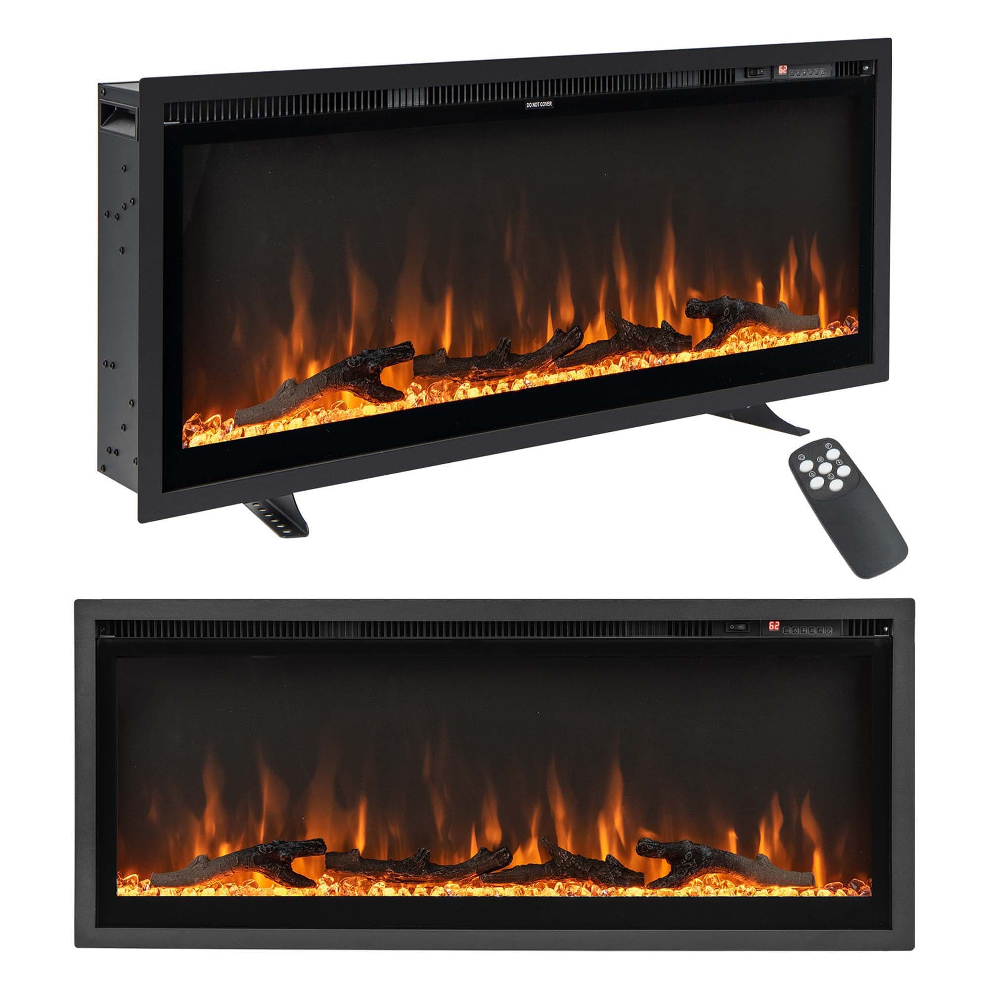 Goplus FP10530US-42 15-Inches W Black Free standing LED Wall-mount Electric Fireplace with Remote Control Included