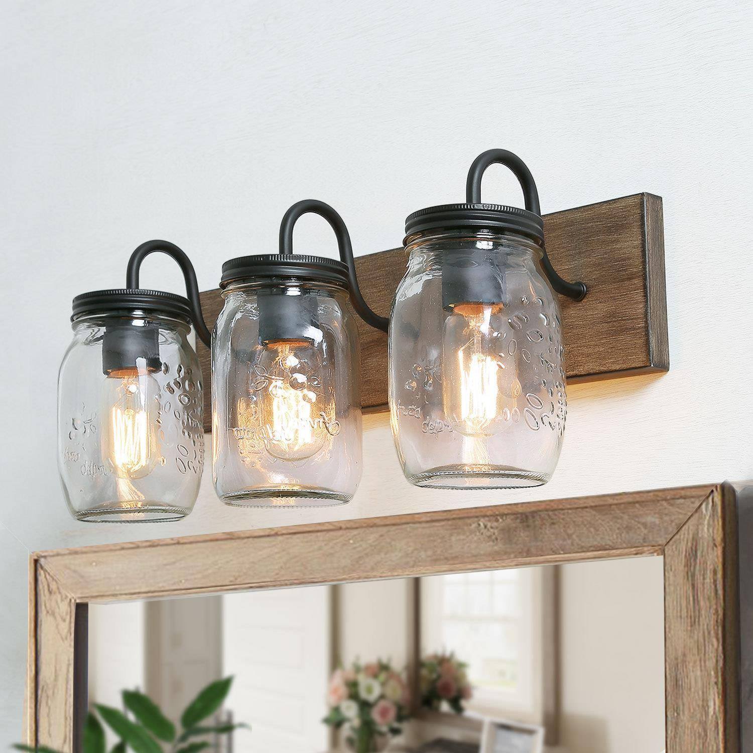 LNC IZQMN3LWS3551P6 Maison 18-in 3 -Light Oil-rubbed Black Farmhouse Vanity light bar