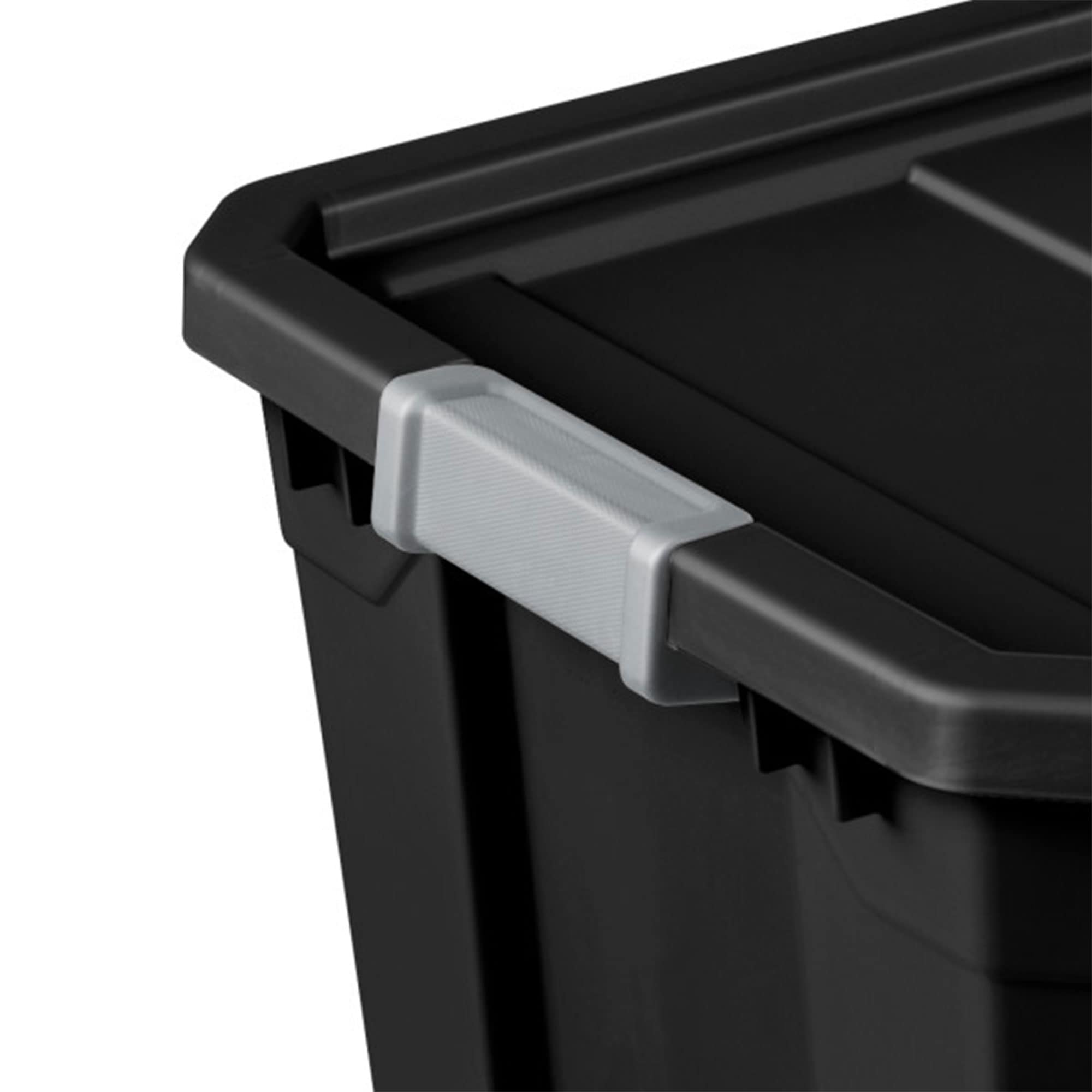 Black Heavy Duty Plastic Stackable Storage Tote with Lid