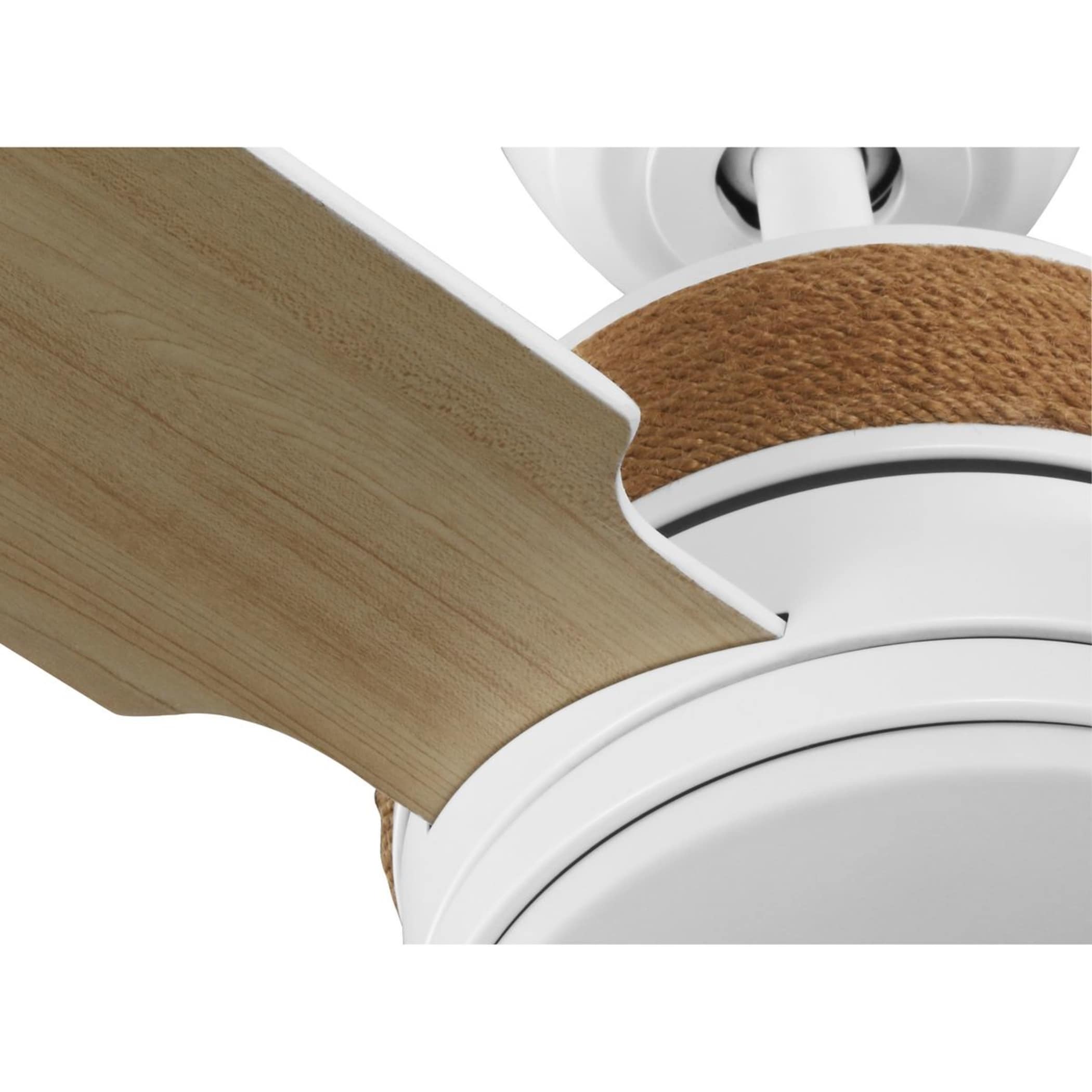 Shaffer II 56" Satin White LED Ceiling Fan with Jute Rope