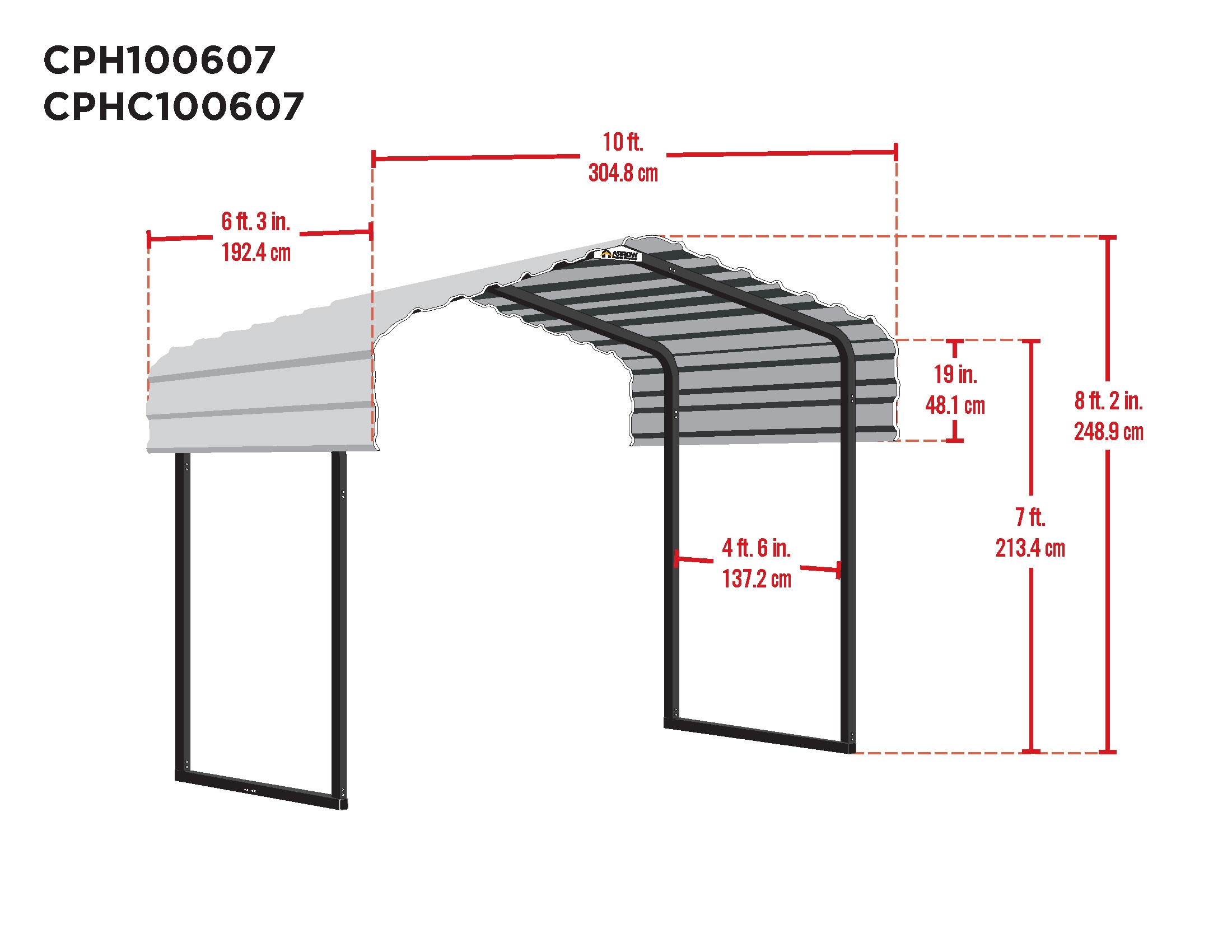 Arrow CPH100607DS Carport-Covers - View #2