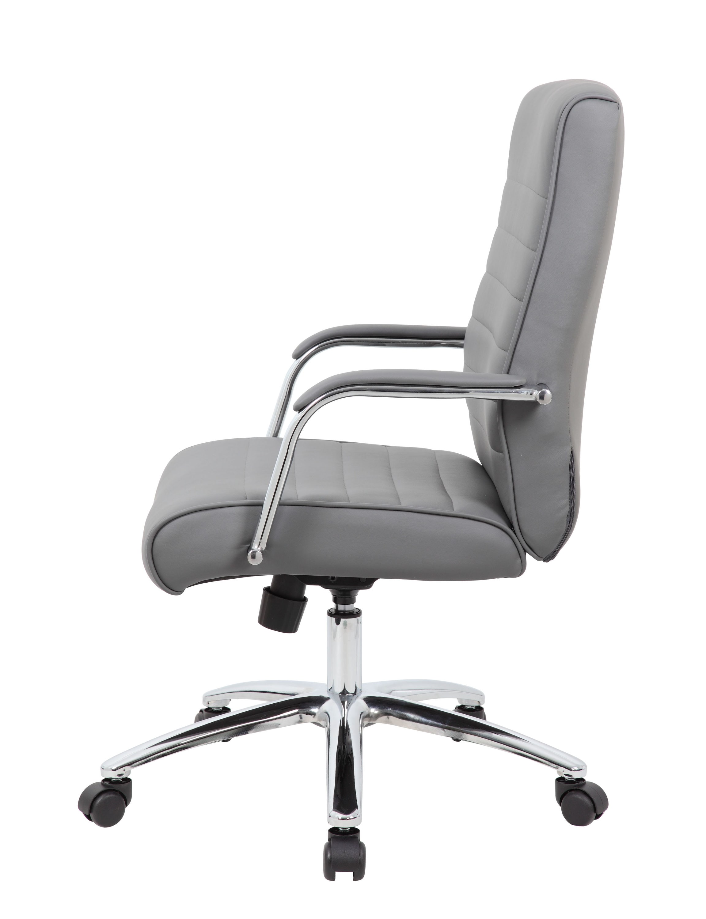 Modern Executive Ergonomic Swivel Chair in Ribbed Gray Vinyl