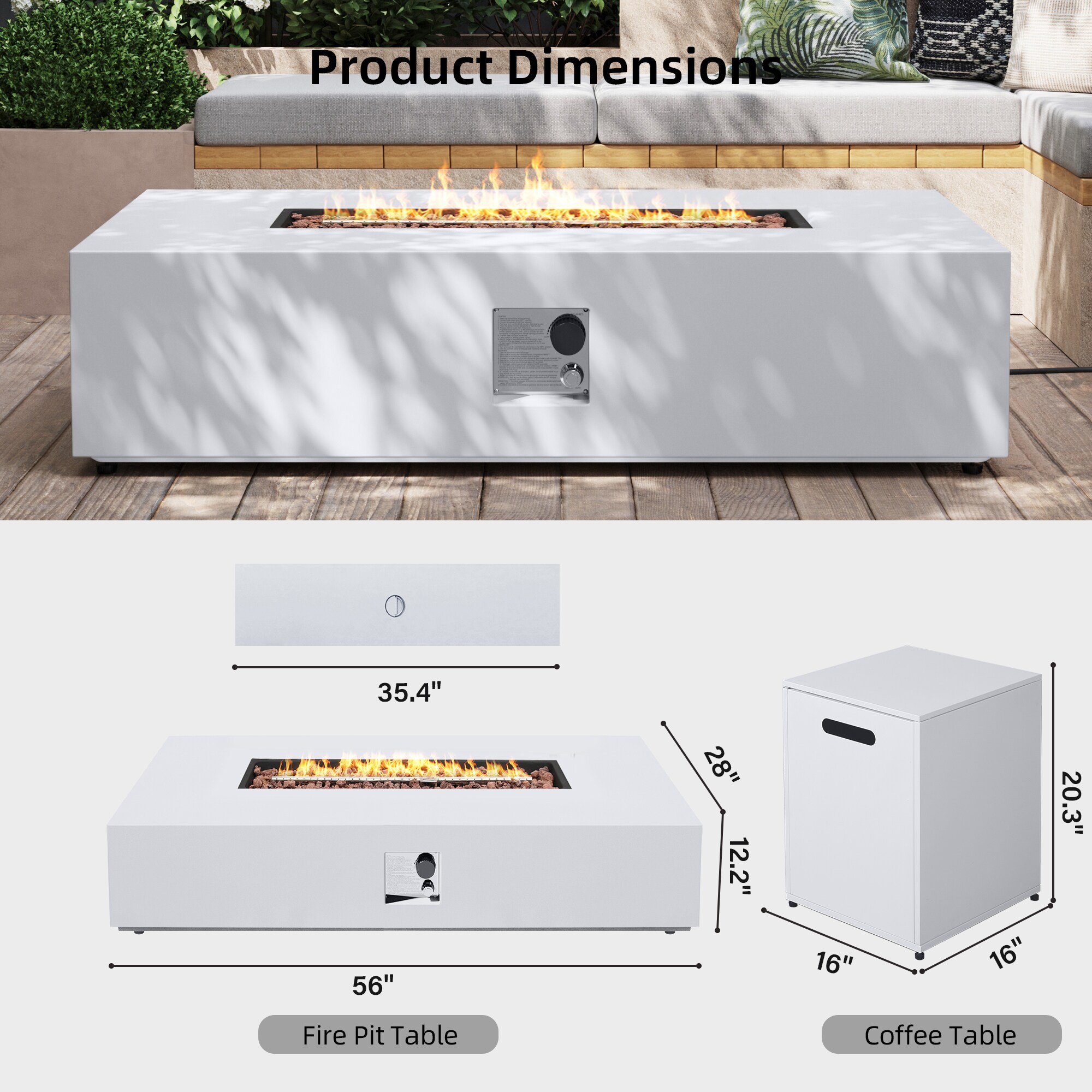 UPHA PL-56TPCFX-WH-K Outdoor-Gas-Firepits - View #3