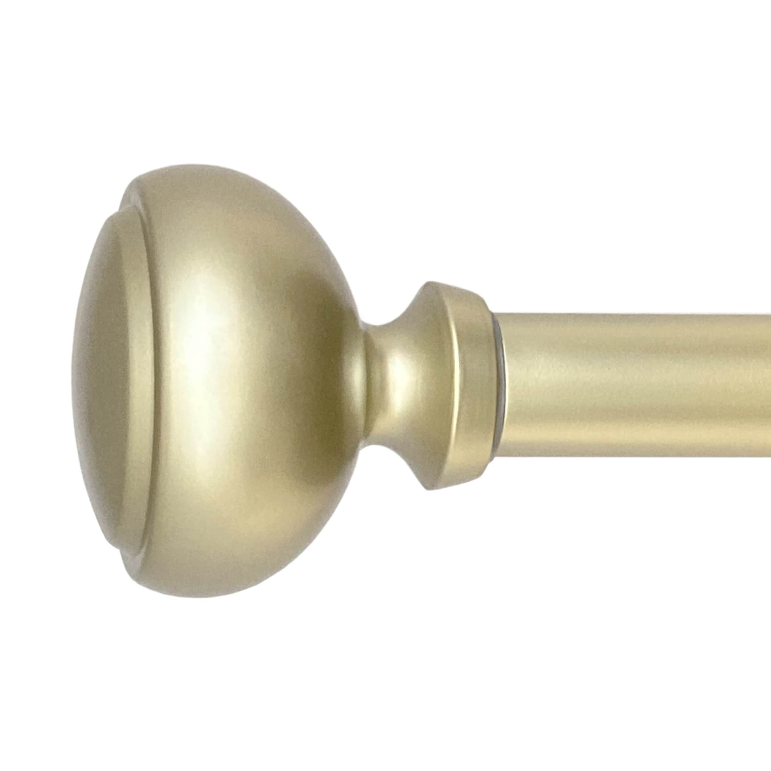 Decopolitan 31239-PBR12PR 2 -Pack 12-in to 20-in Pale Brass Steel Side curtain rod with Finials