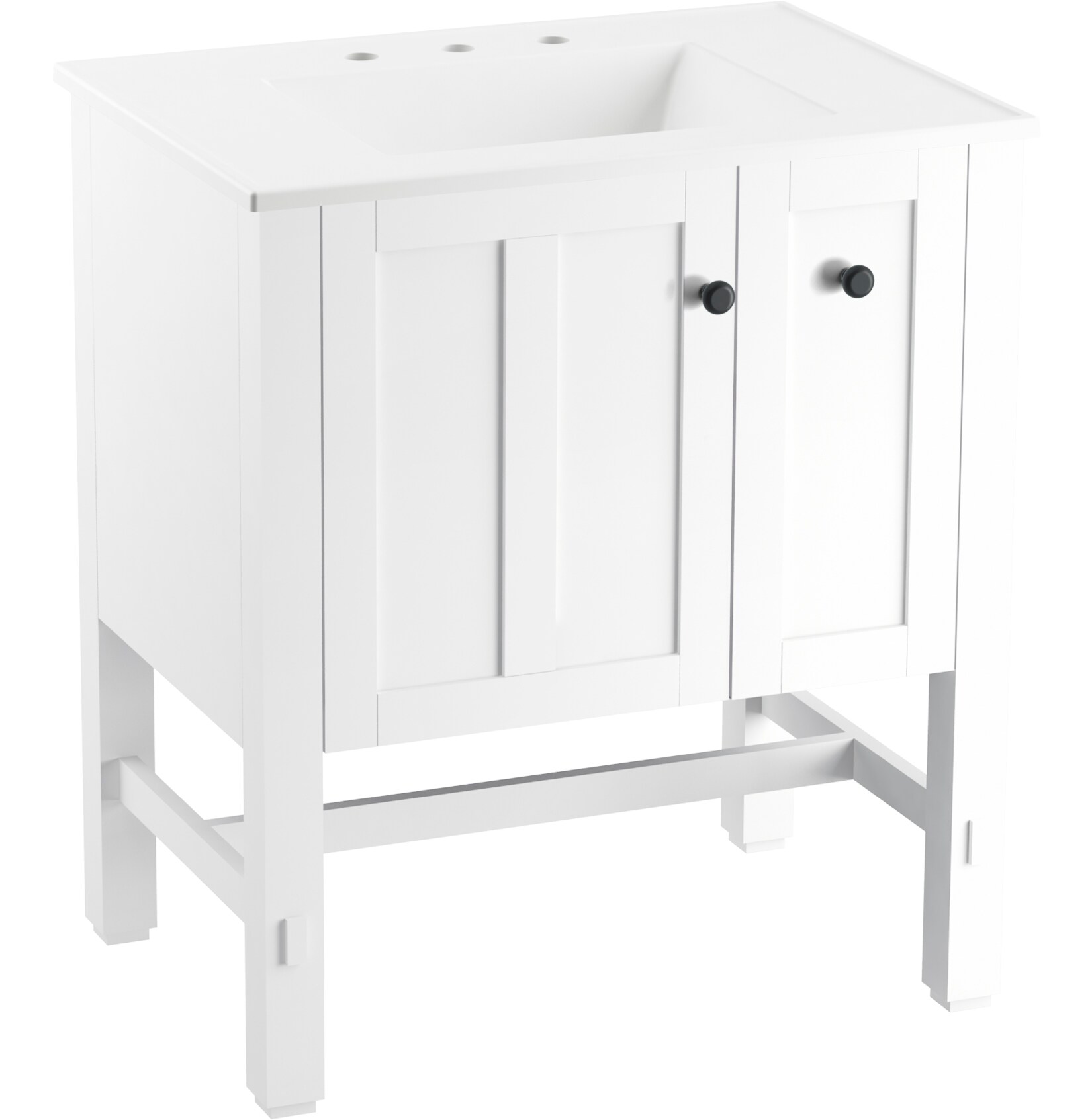 KOHLER Tresham 31-in Linen White Single Sink Bathroom Vanity with White Ceramic Top