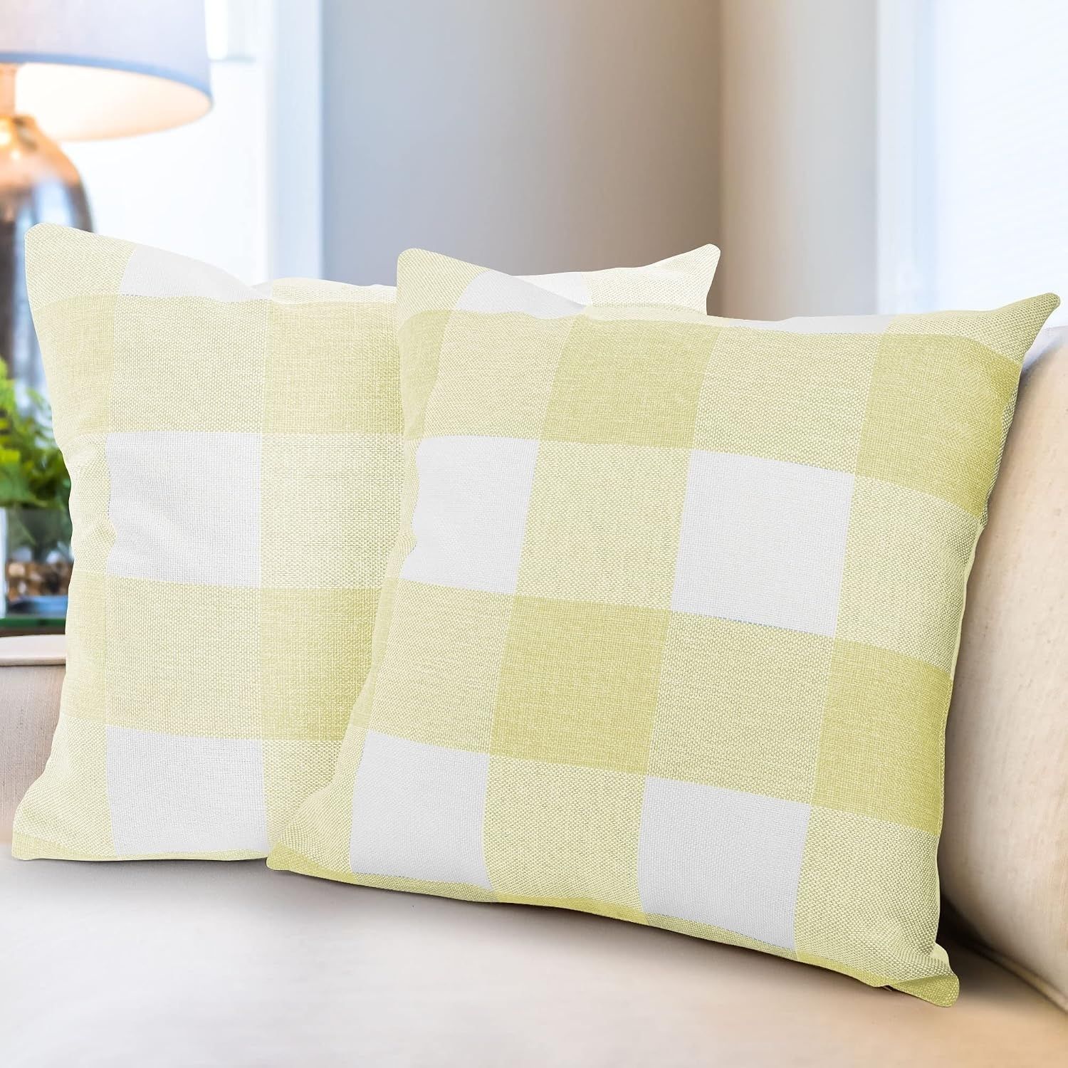 Zulay Kitchen 2 Pack 20 x 20 Inch Buffalo Plaid Pillow Covers