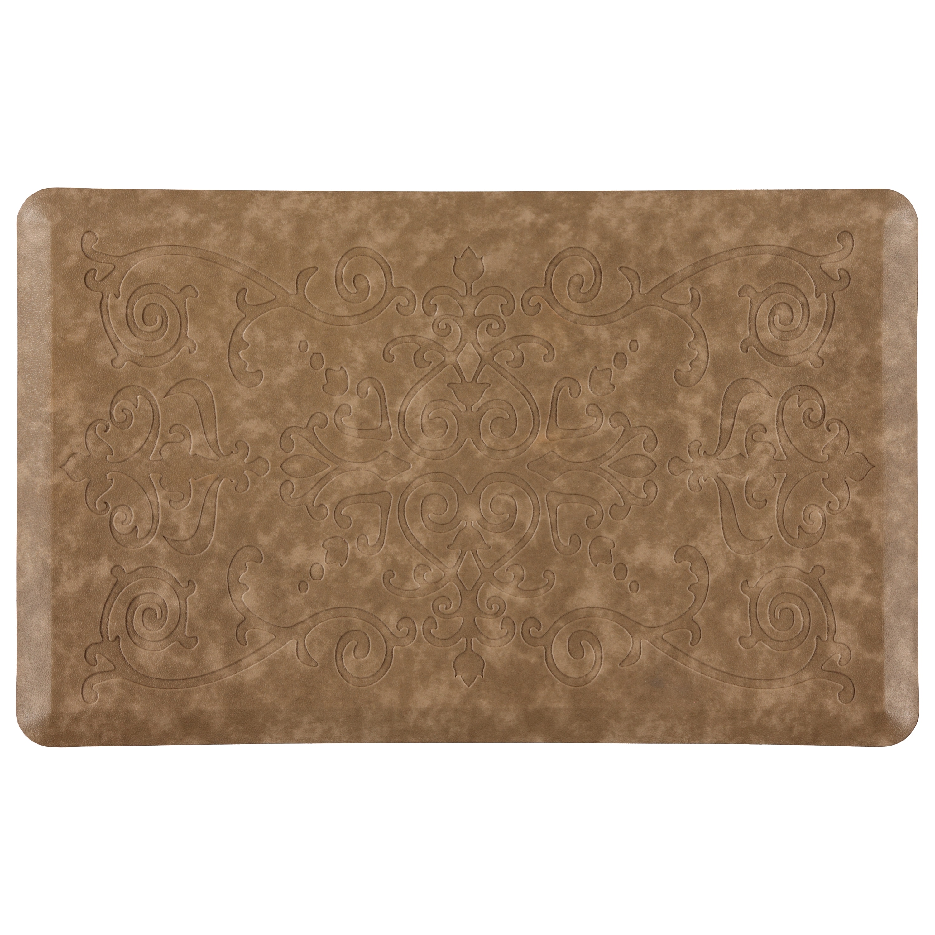 J&V TEXTILES EMB06 20-in x 39-in Taupe PVC Non-Slip Grip Indoor Anti-fatigue Mat