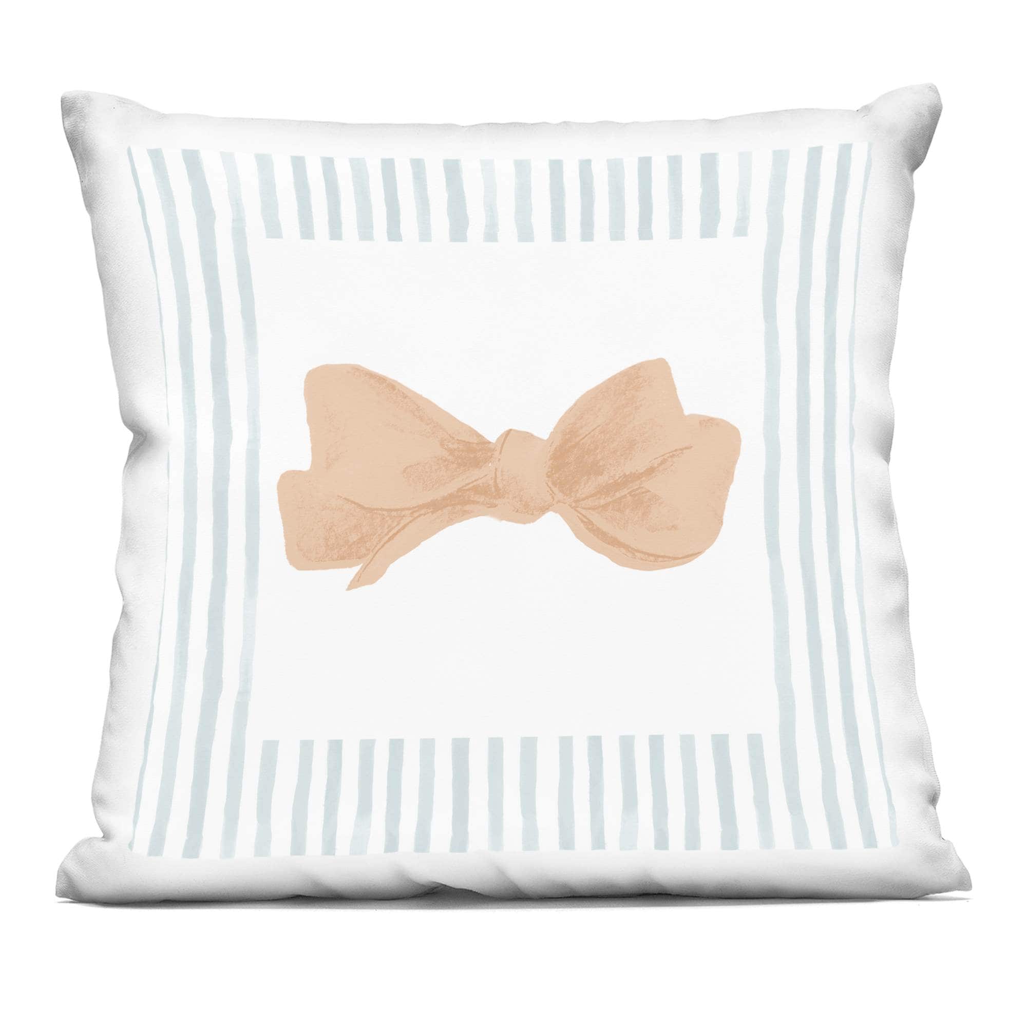 Stupell Industries PLQ-229-SQW-18X18 Pastel Bow in Striped Border Decorative Printed Throw Pillow design by PATRICIA PINTO 18 x 18