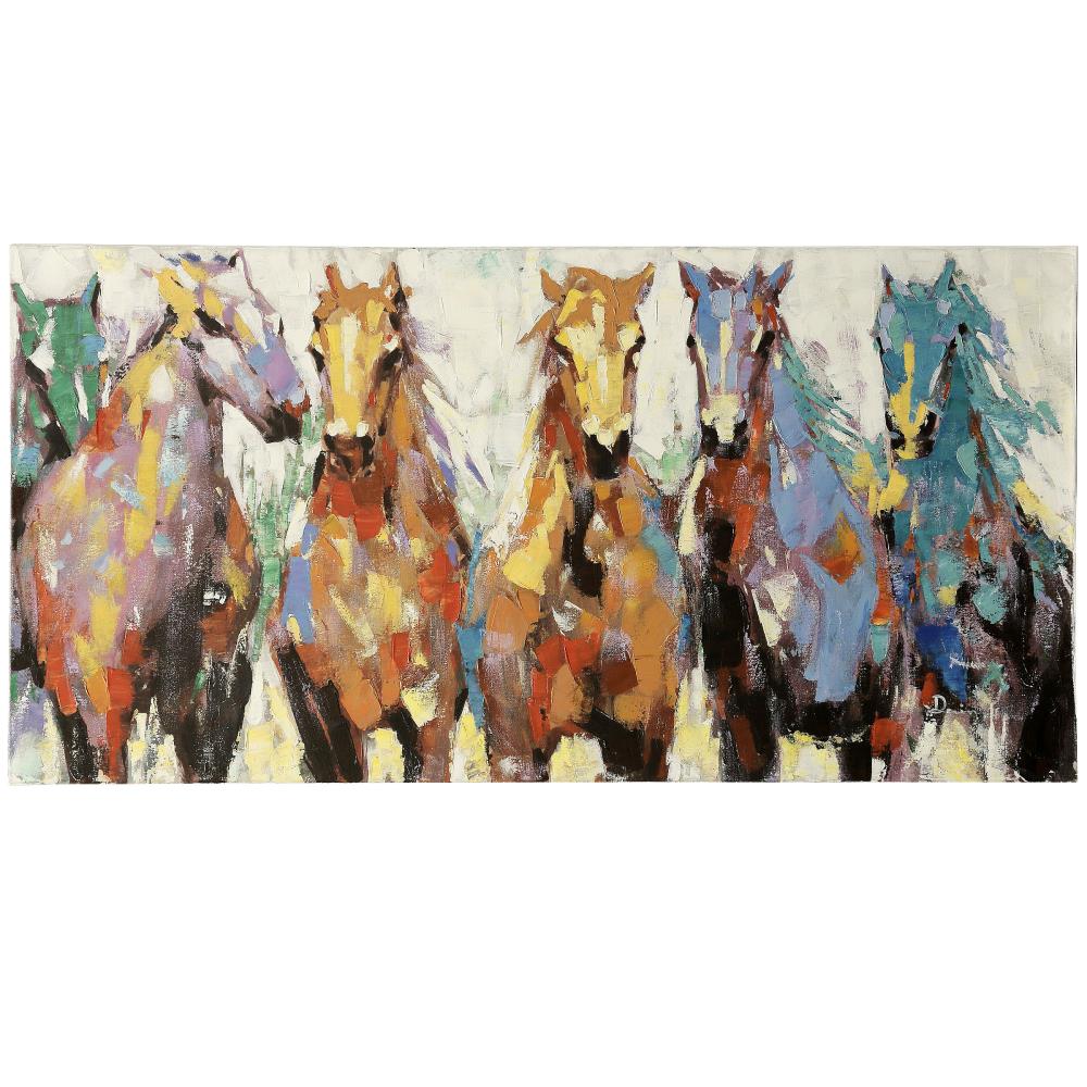 StyleCraft Home Collection WI33183DS Race Ready Horses Frameless 28-in H x 56-in W Animals Canvas Print
