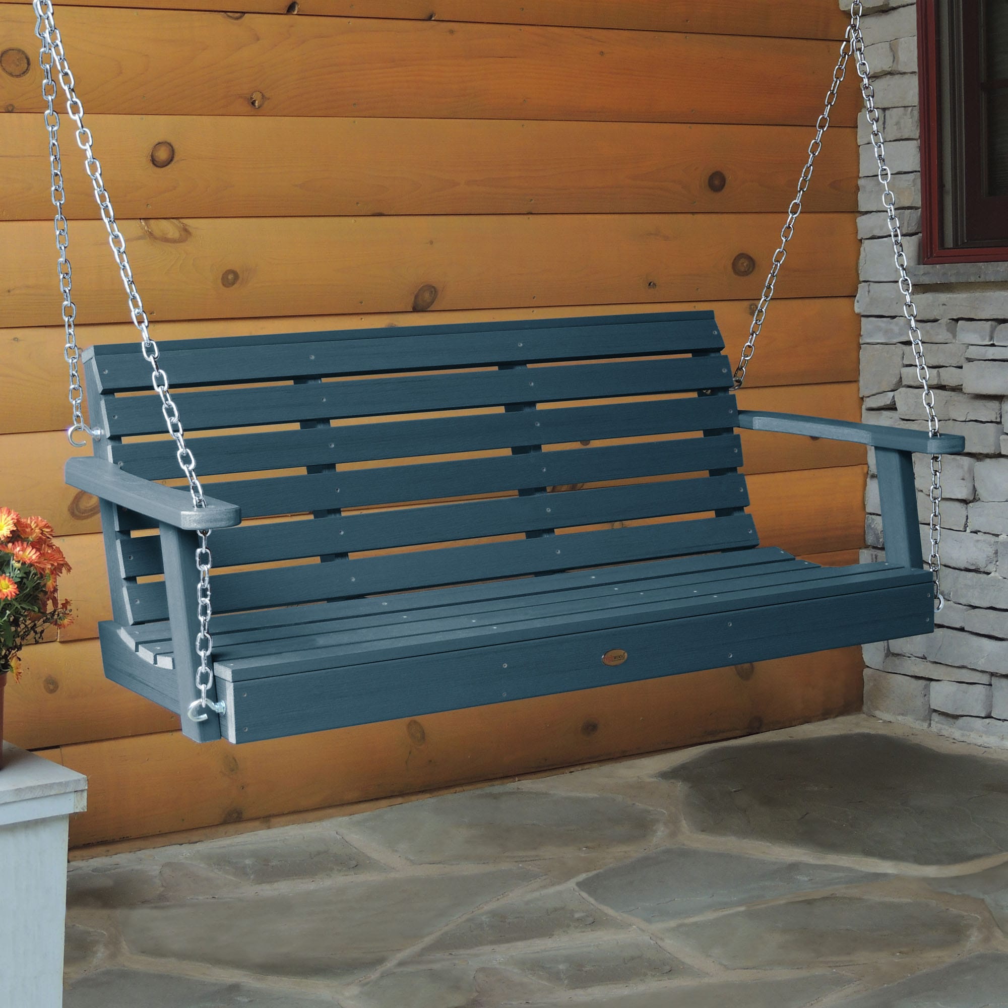 highwood AD-PORW1-NBE The Weatherly 3 -person Nantucket Blue Recycled plastic Outdoor Swing