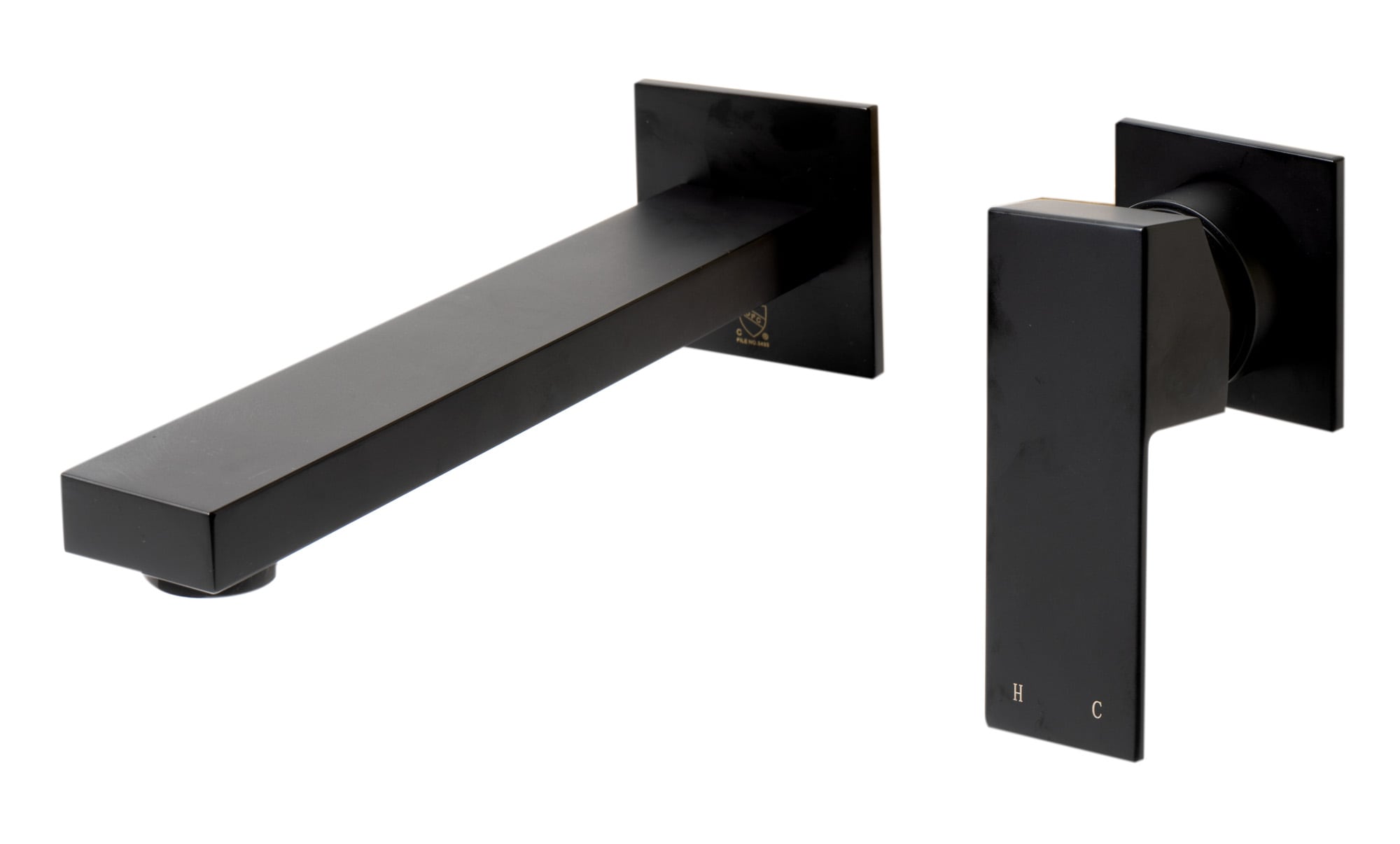 ALFI AB1468-BM Black Matte Wall-mount 1-handle Low-arc Commercial/Residential Handle Bathroom Sink Faucet