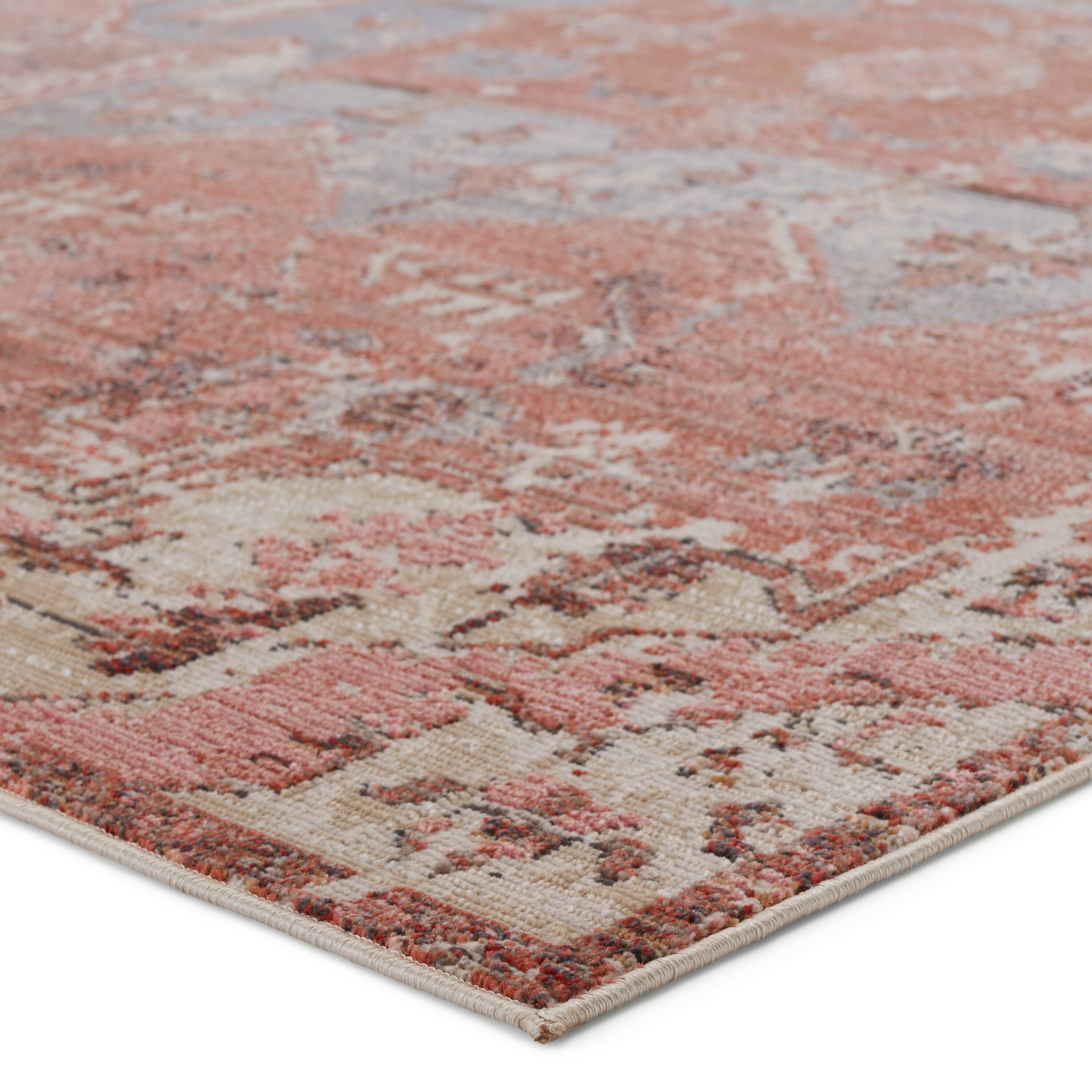 Gray Synthetic Rectangular Washable Reversible Area Rug