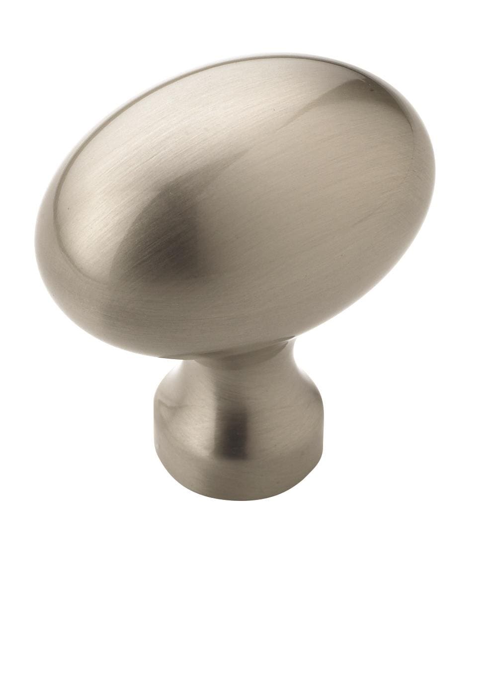 Satin Nickel Oval Cabinet Knob with Mounting Hardware