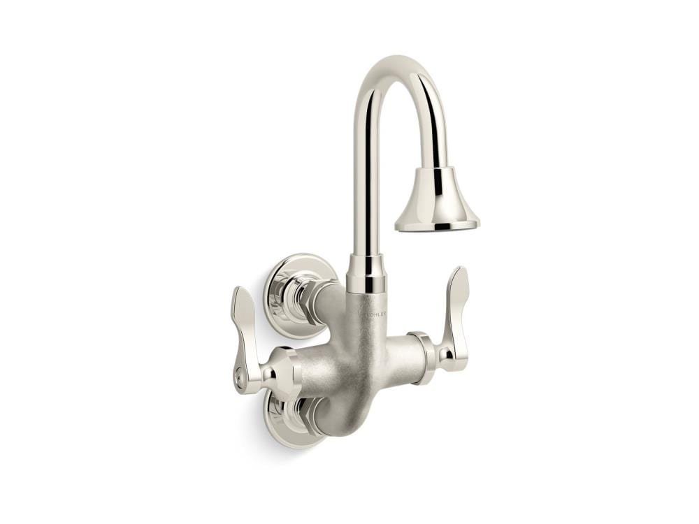 Kohler Triton Bowe Cannock Vibrant Bright Nickel 2 Handle Wall Mount Watersense Bathroom Sink Faucet In The Bathroom Sink Faucets Department At Lowes Com