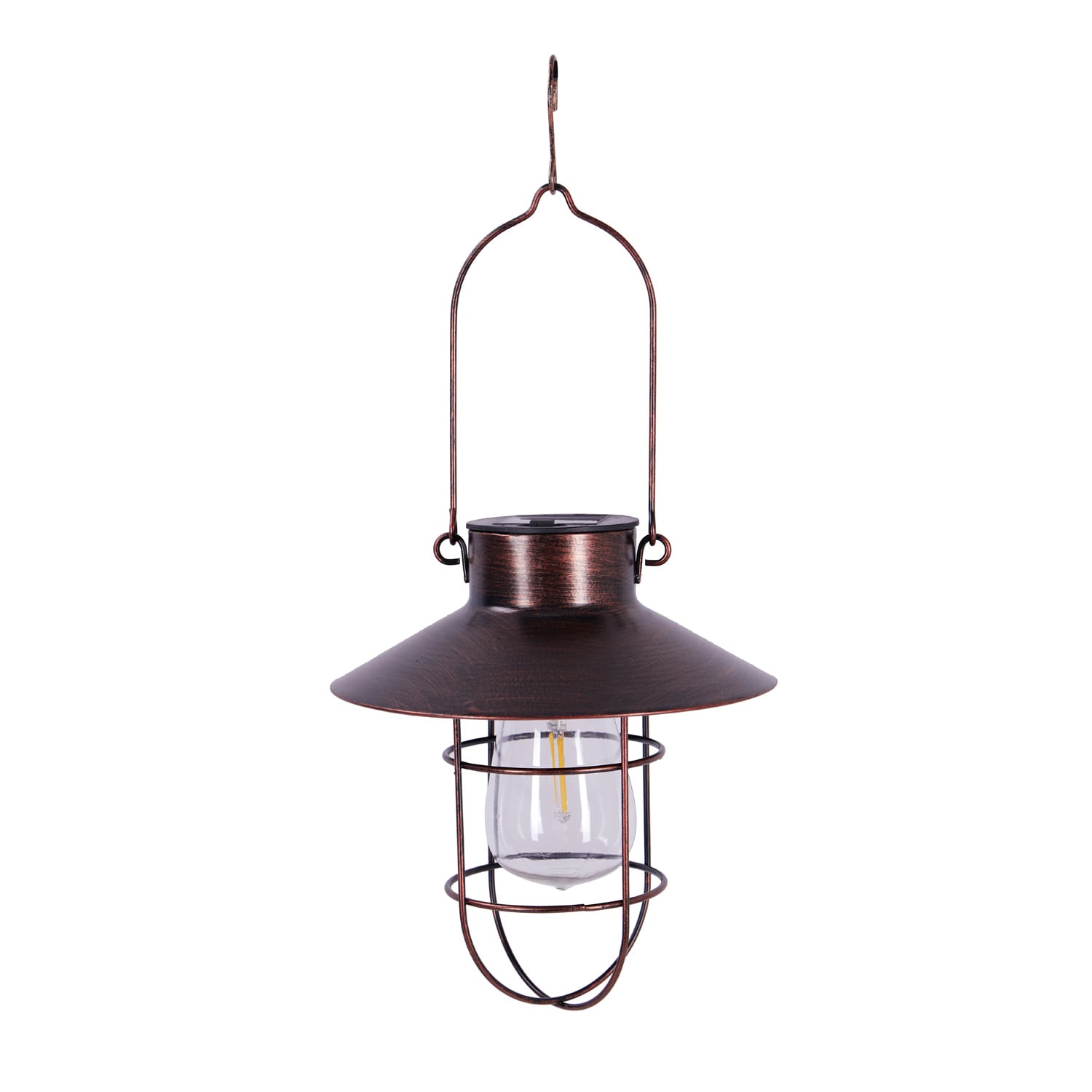 Evergreen 2SP7452 7.09-in x 8.27-in Bronze Metal Solar Outdoor Decorative Lantern