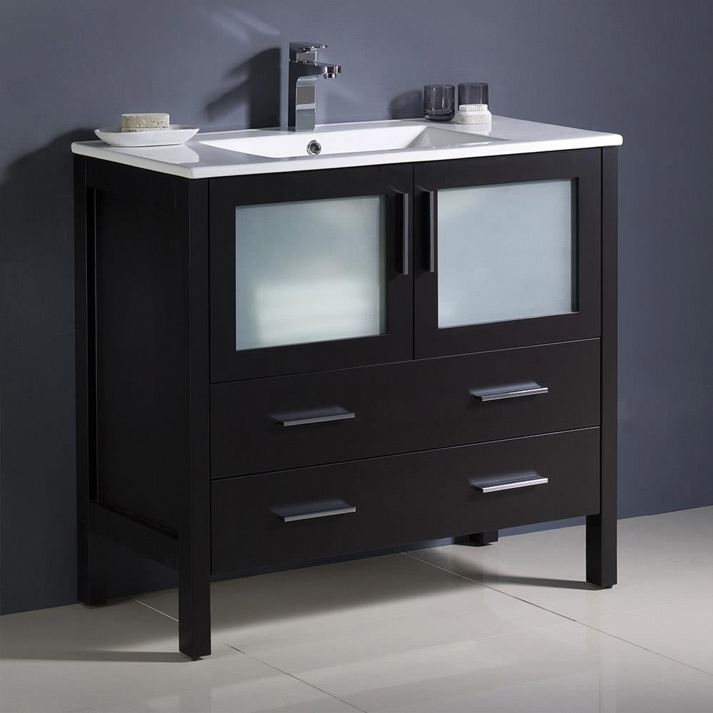 Fresca FCB6236ES-I Torino 36-in Espresso Single sink Bathroom Vanity with White Ceramic Top