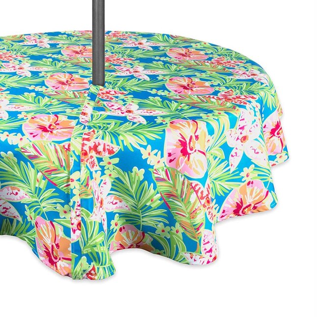 Dii Summer Fl Outdoor Tablecloth, Outdoor Tablecloths With Umbrella Hole And Zipper Square