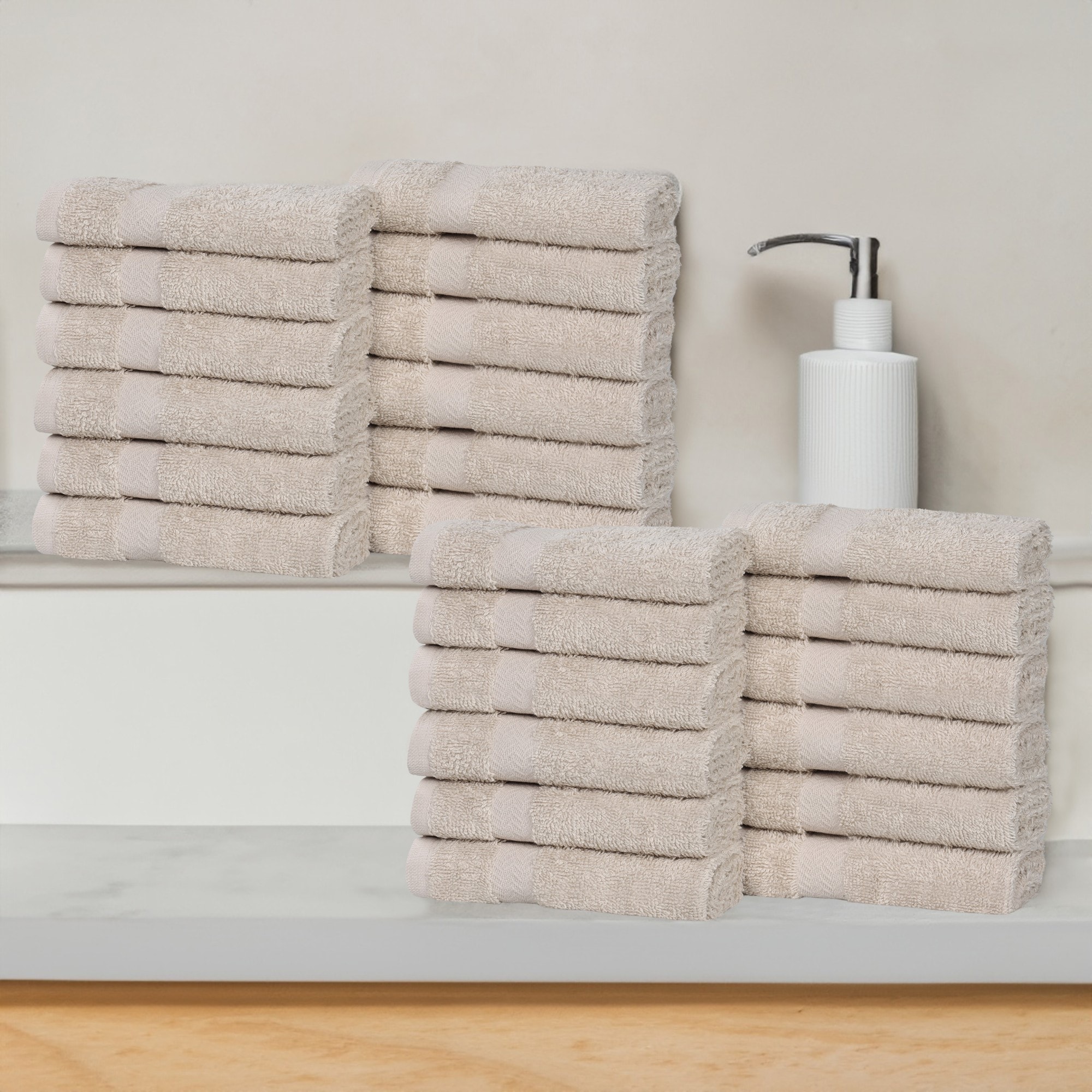 Superior Superior Franklin Cotton Lightweight Face Towel Washcloth Set of 24