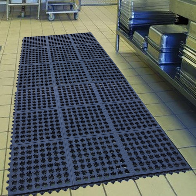 Project Source 3 Ft X Interlocking Black Rubber Rectangular Indoor Or Outdoor Anti Fatigue Mat In The Mats Department At Lowes Com