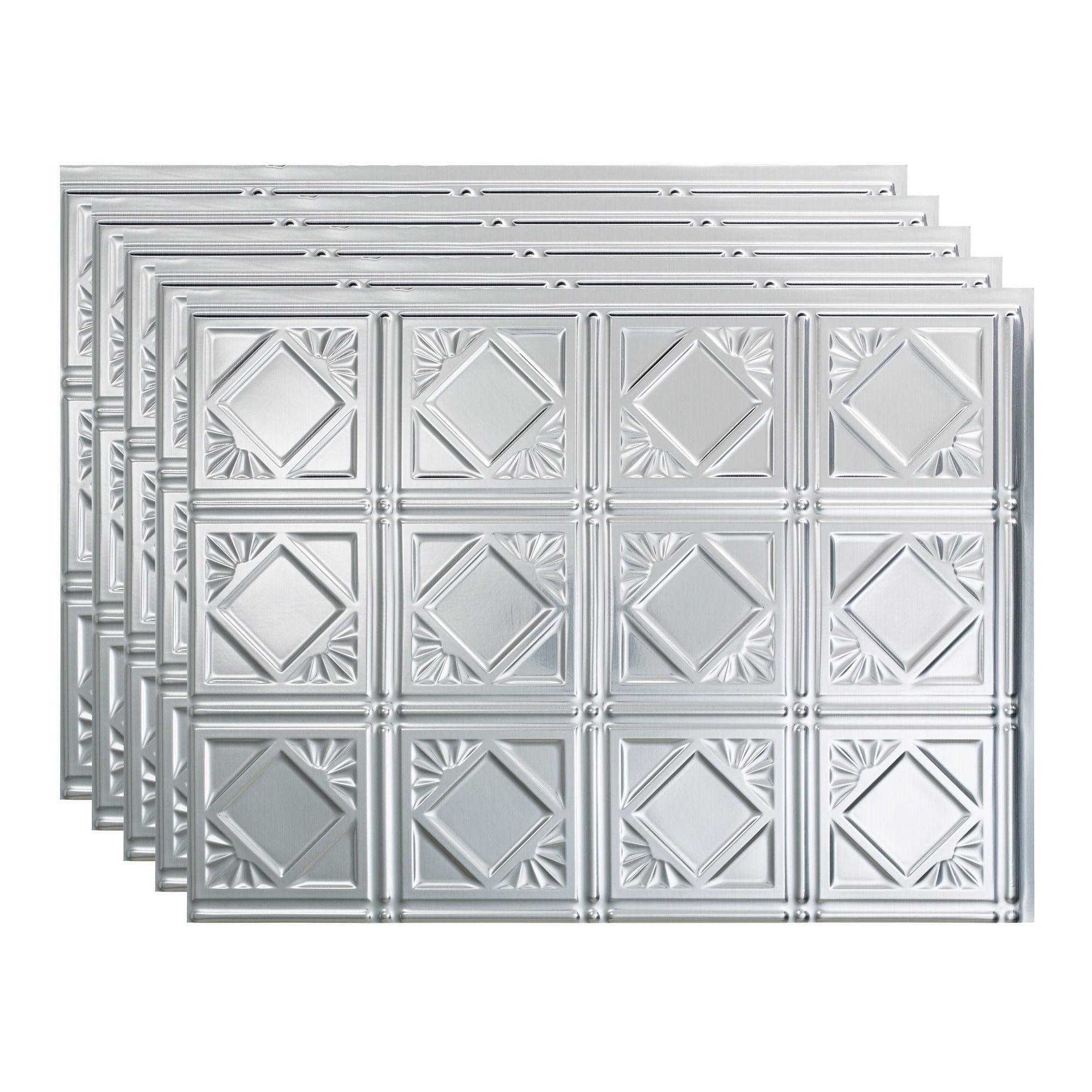 Fasade PB5108 Traditional 4 18.25-in x 24.25-in Vinyl Brushed Aluminum Backsplash Panels 5.0 -Pack