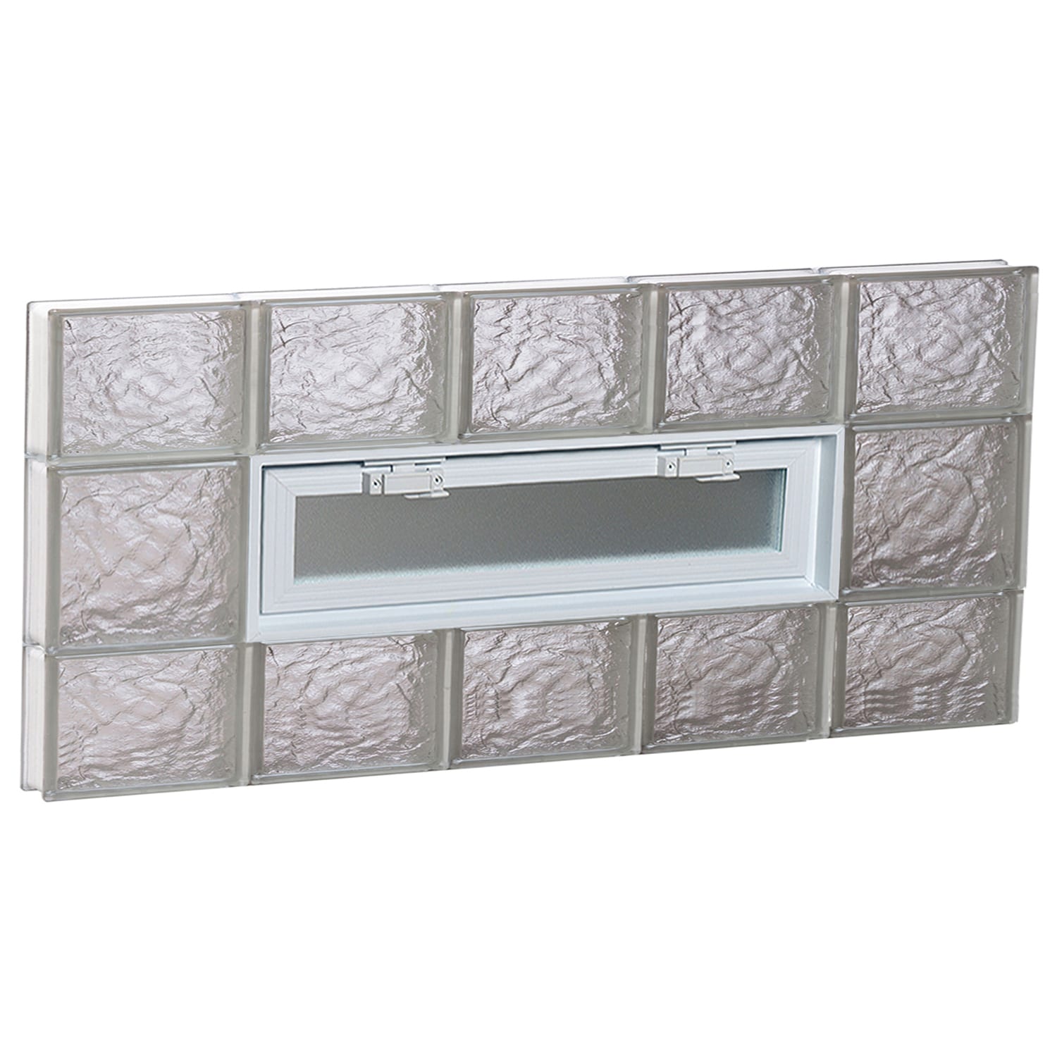REDI2SET Ice Glass 38-3/4-in x 19-1/4-in Frameless Replacement Vented Glass Block Window #V4020IS
