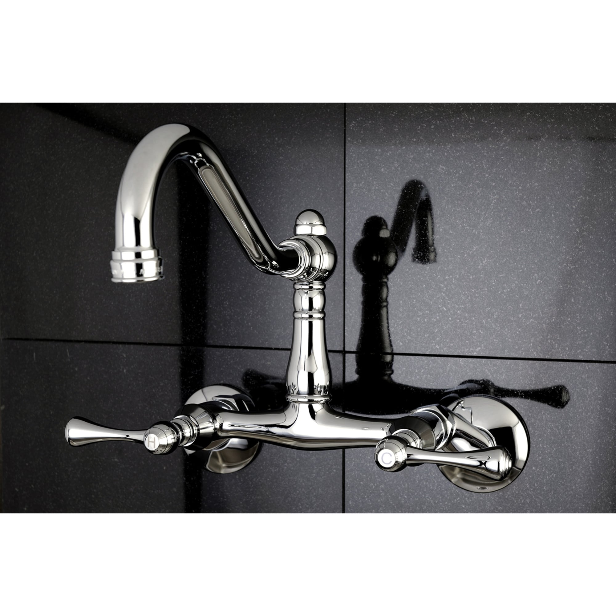 Elements of Design ES3221BL Hot Springs Chrome Double Handle Wall-mount Bridge Kitchen Faucet