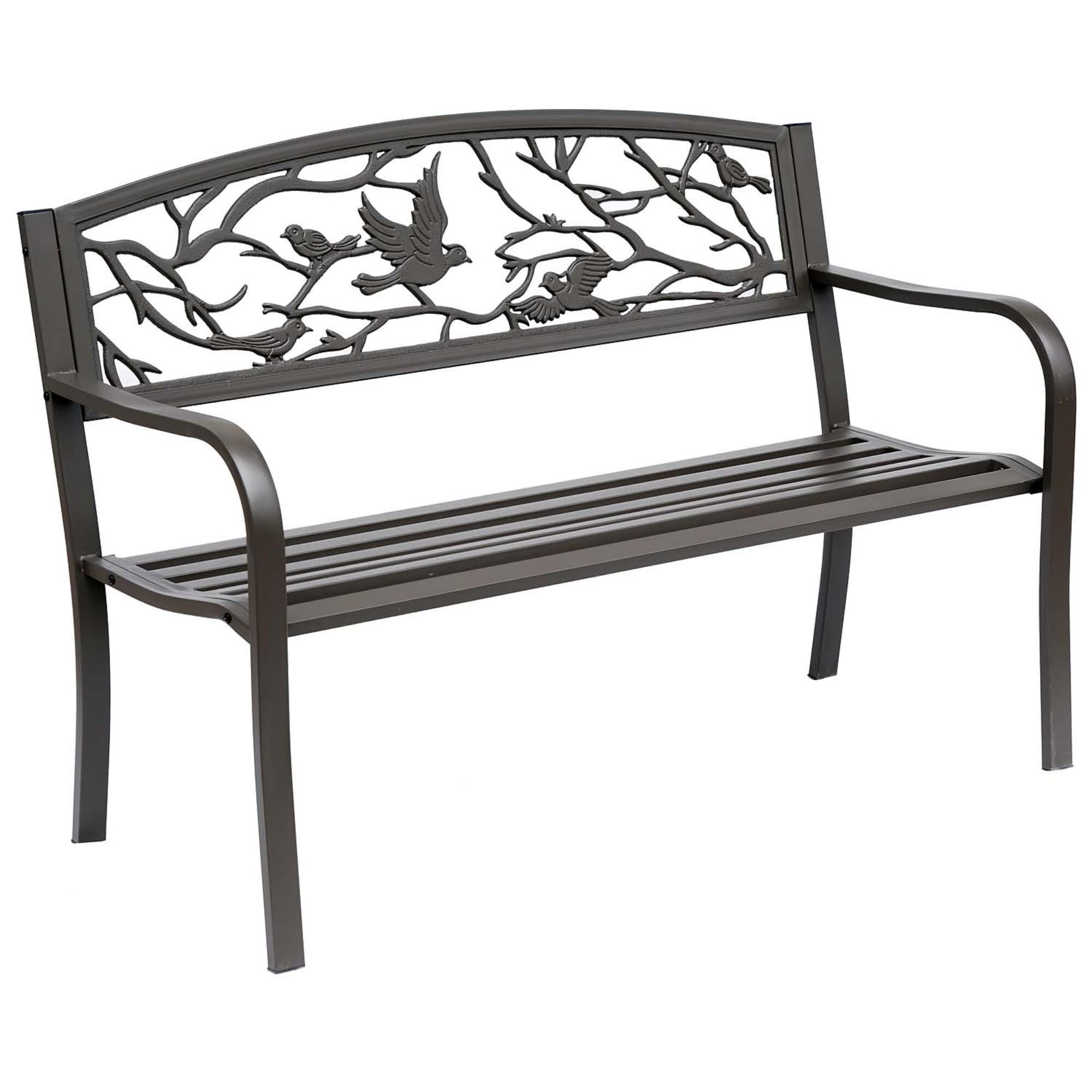 Miki Shinly AB-4075-256JJ Garden Bench 50-in W x 33.5-in H Brown Iron Garden Bench