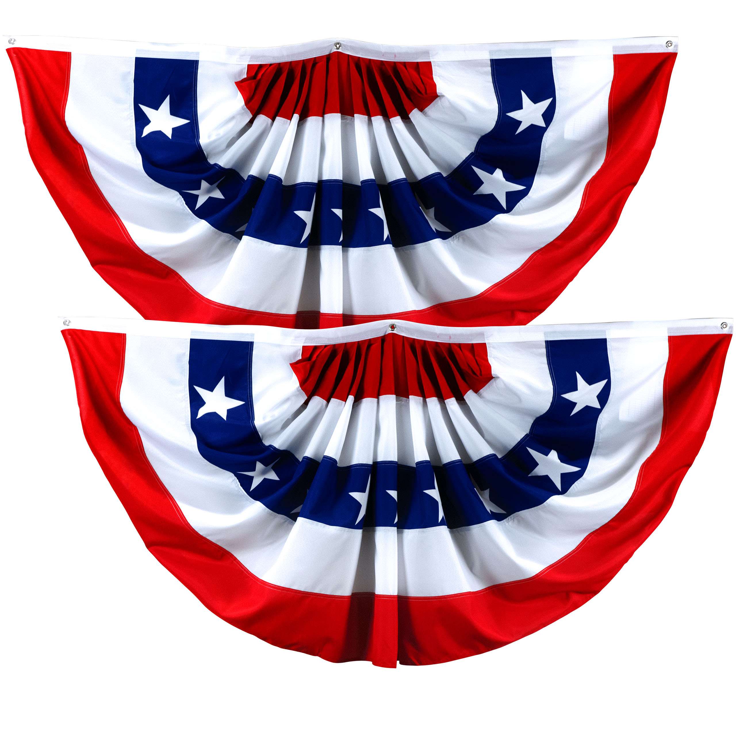 G128 2-Pack 2-ft x 4-ft Polyester Outdoor Pleated Fan Flag Bunting USA Patriotic 4th of July Decor