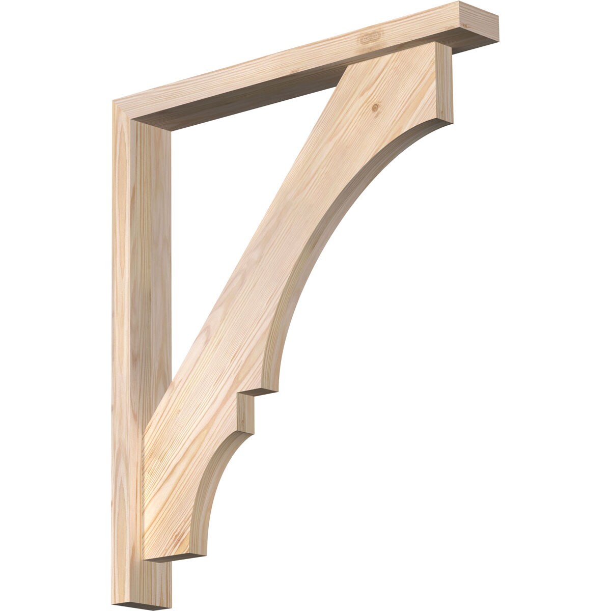 Ekena Millwork 1462127 Balboa Block Smooth Bracket with Offset Brace Douglas Fir Wood Standard Bracket