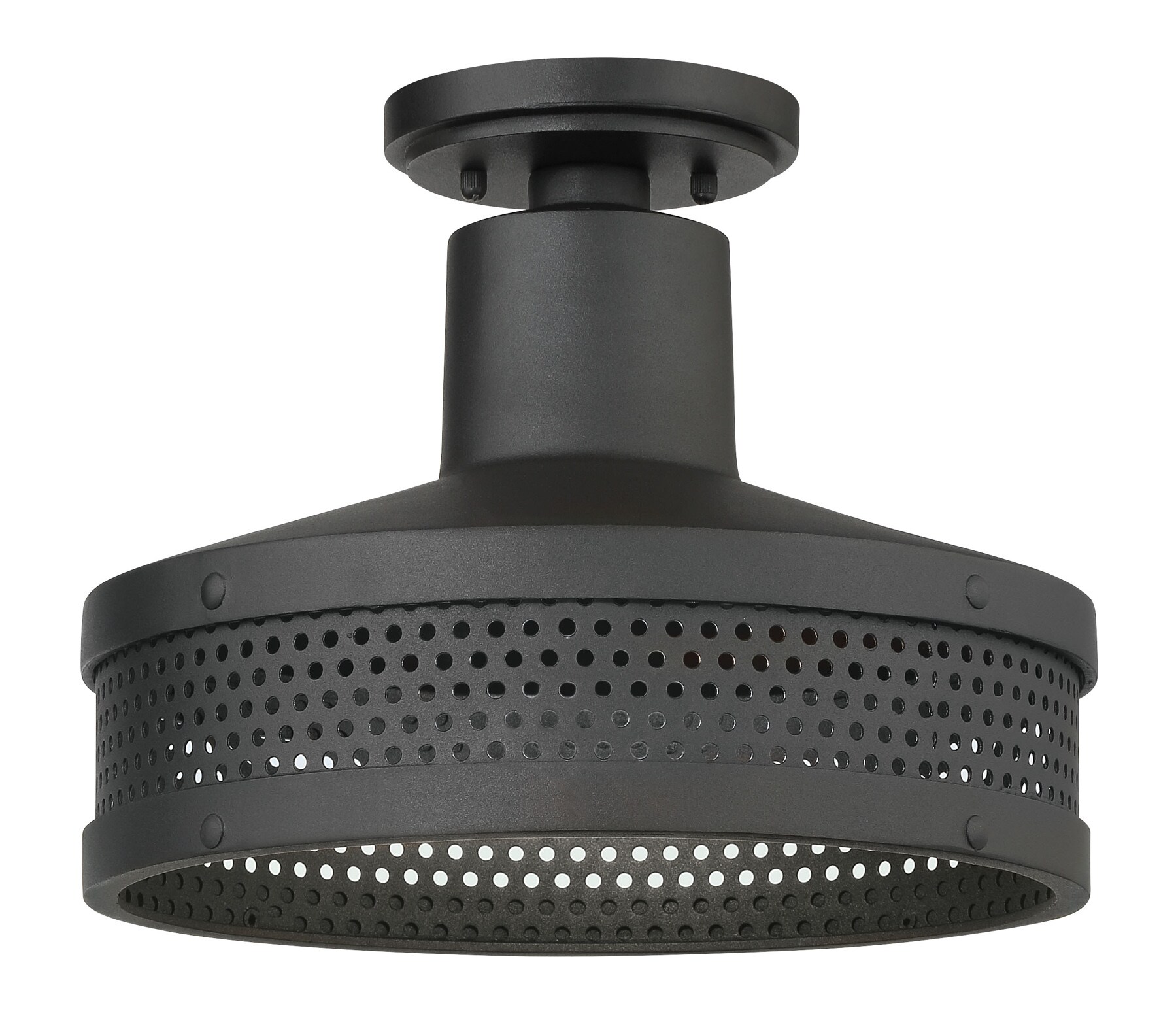 The Great Outdoors 73312-66 Abalone Point 1 -Light 12-in Matte Black Indoor/Outdoor Flush Mount Light