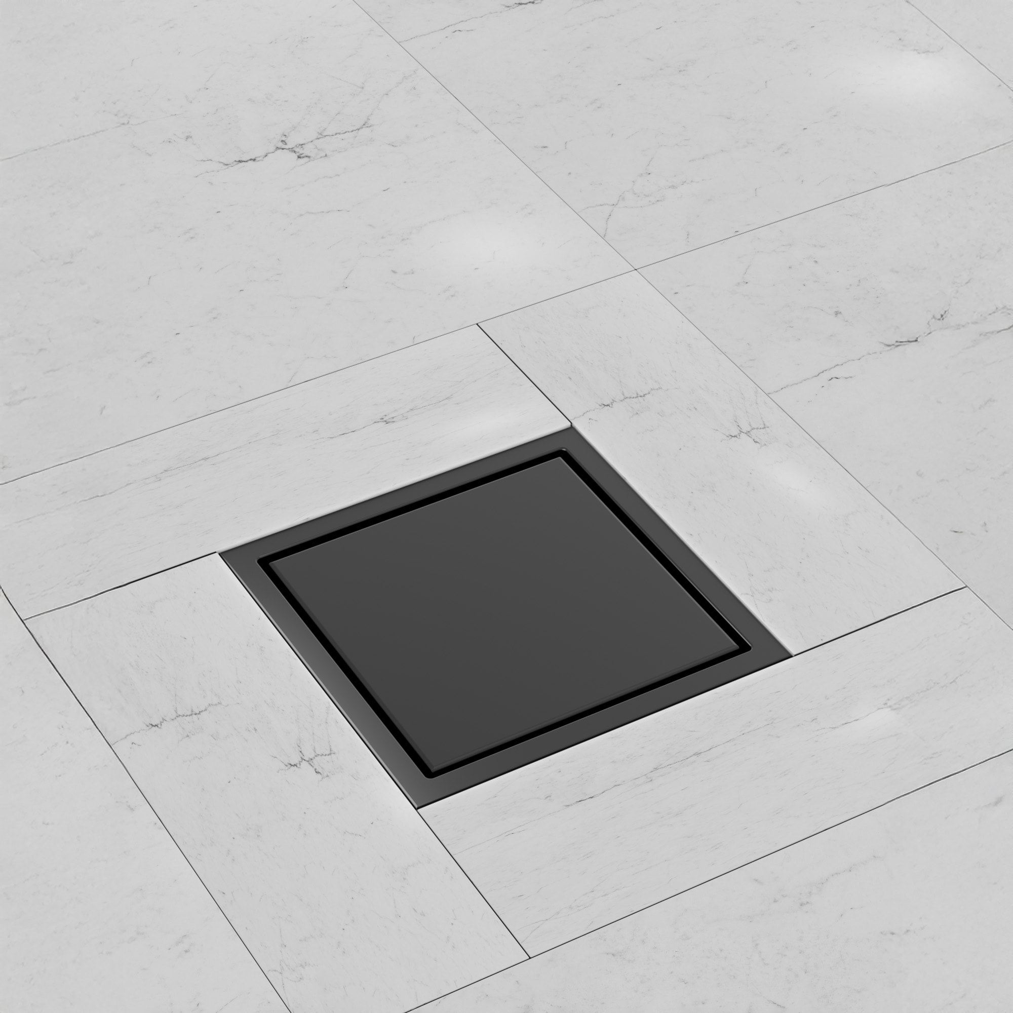 YAWWALK - Matte Black 6-in High Flow Square Shower Drain with Removable Hair Strainer 60 L/min