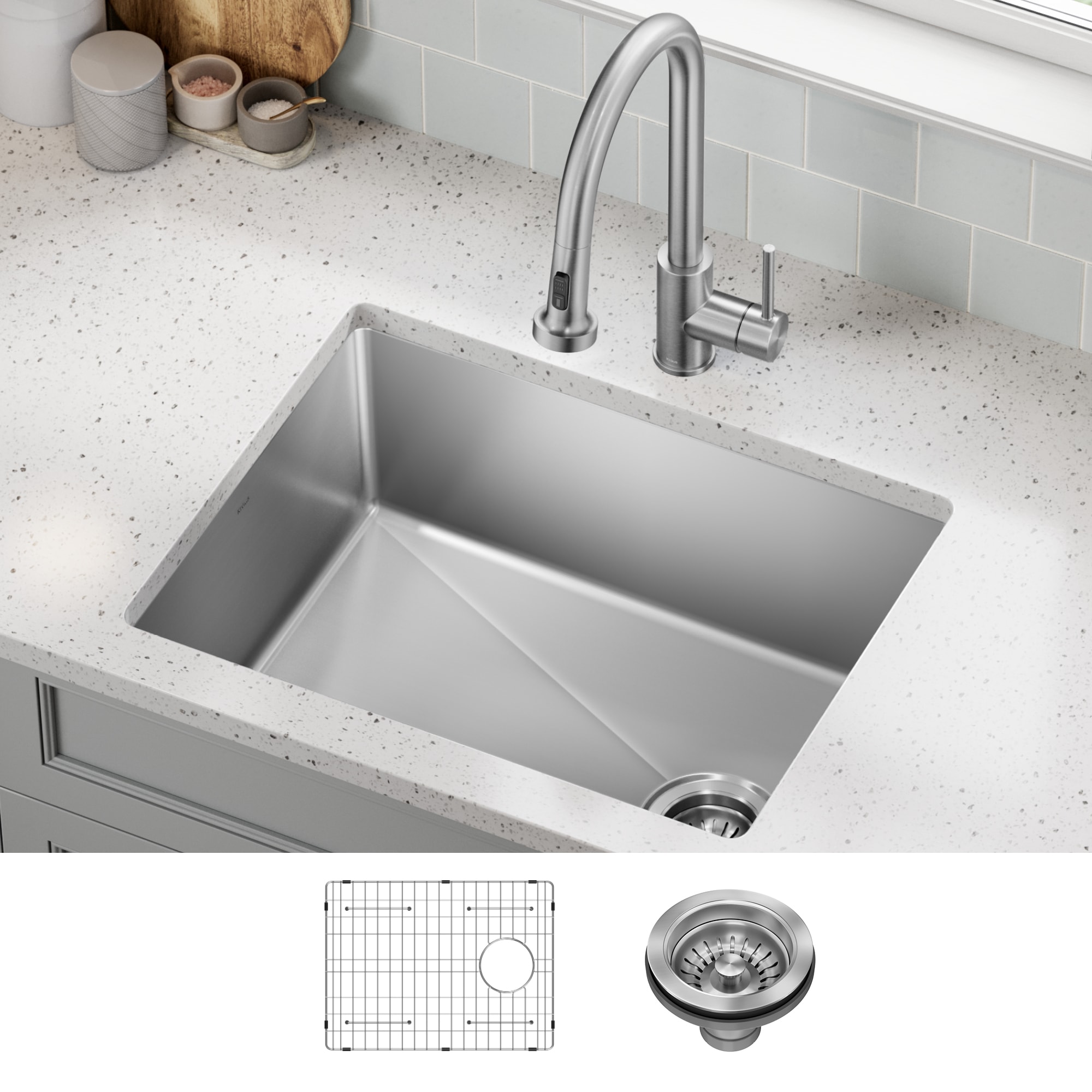 Kraus KHU641-25 Fairlane Undermount 24.5-in x 19-in Stainless steel Single bowl 18 -Gauge Kitchen Sink