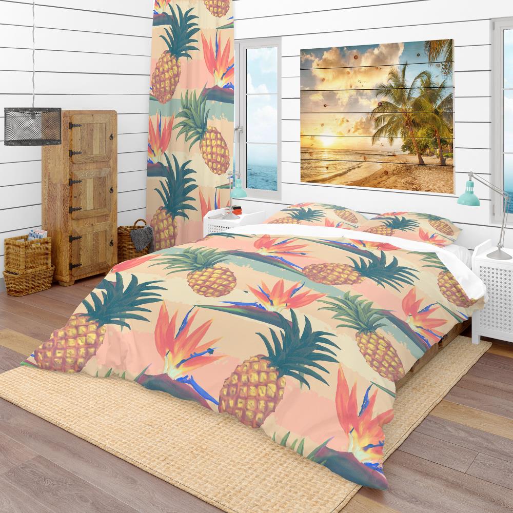 Designart BED18909-K 3 -Piece Orange King Duvet cover Set