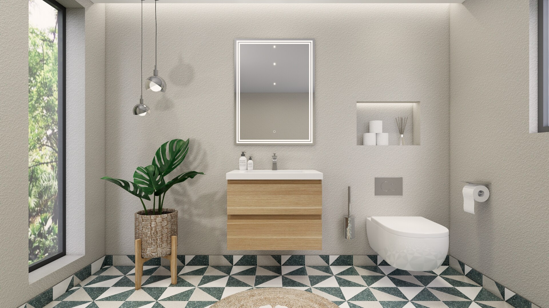 Moreno Bath MOB30-CO Moreno Bohemia 30-in White oak Single sink Floating Bathroom Vanity with Pure white Acrylic Top